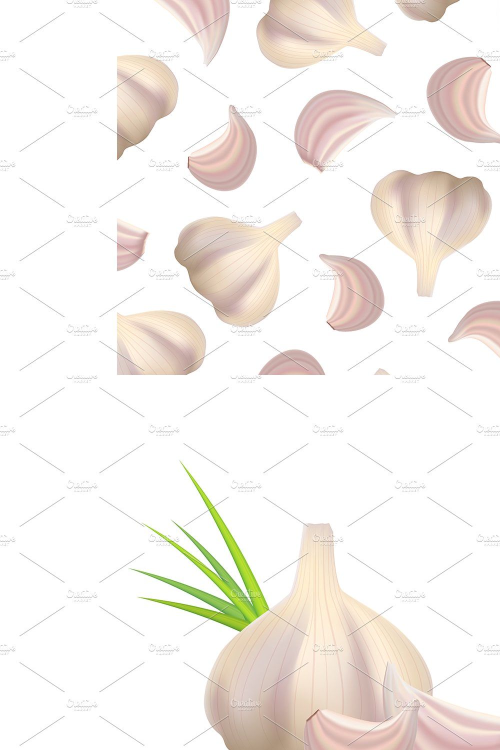 Garlic and Cloves Pattern Background pinterest preview image.