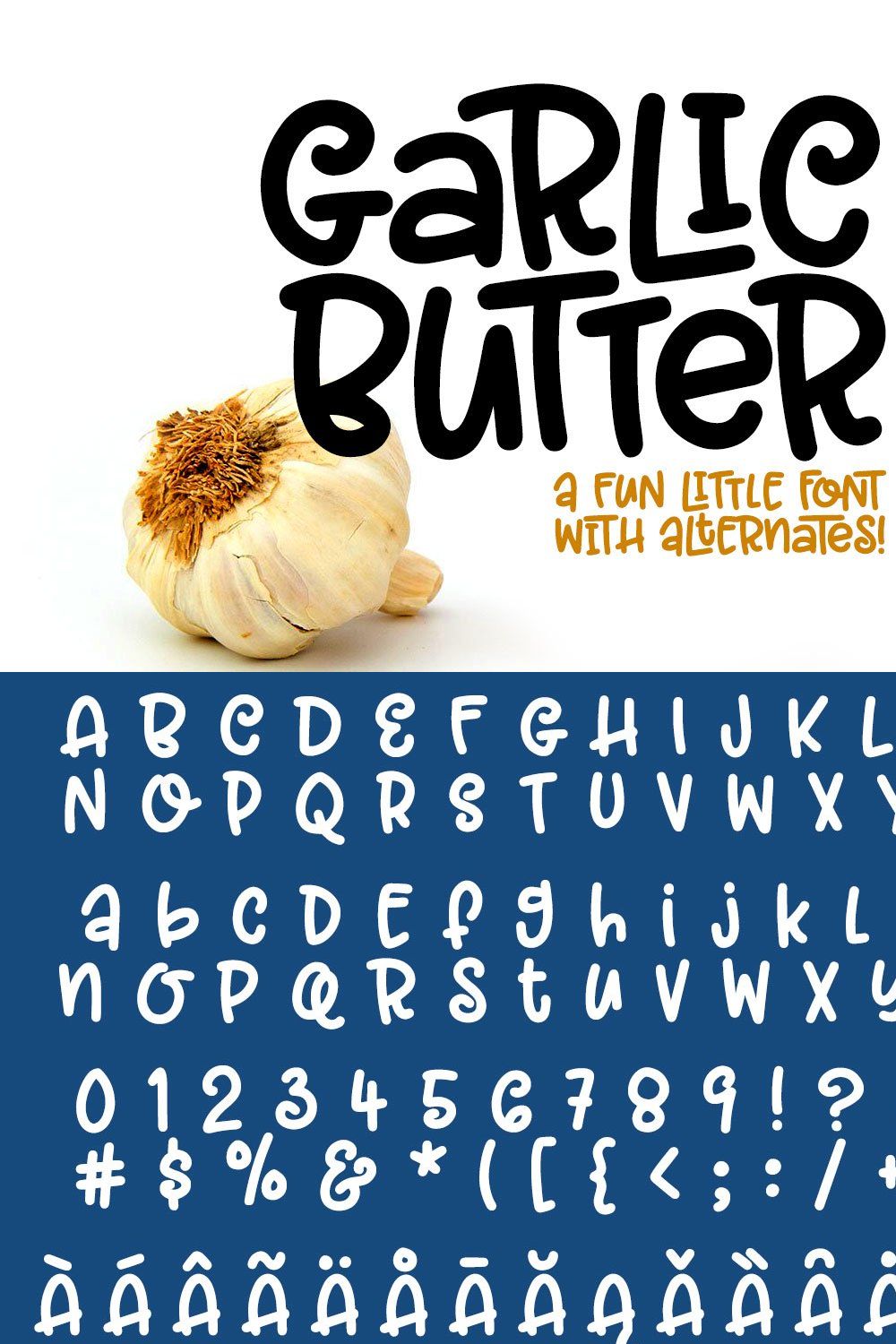 Garlic Butter: a tasty fun font! pinterest preview image.