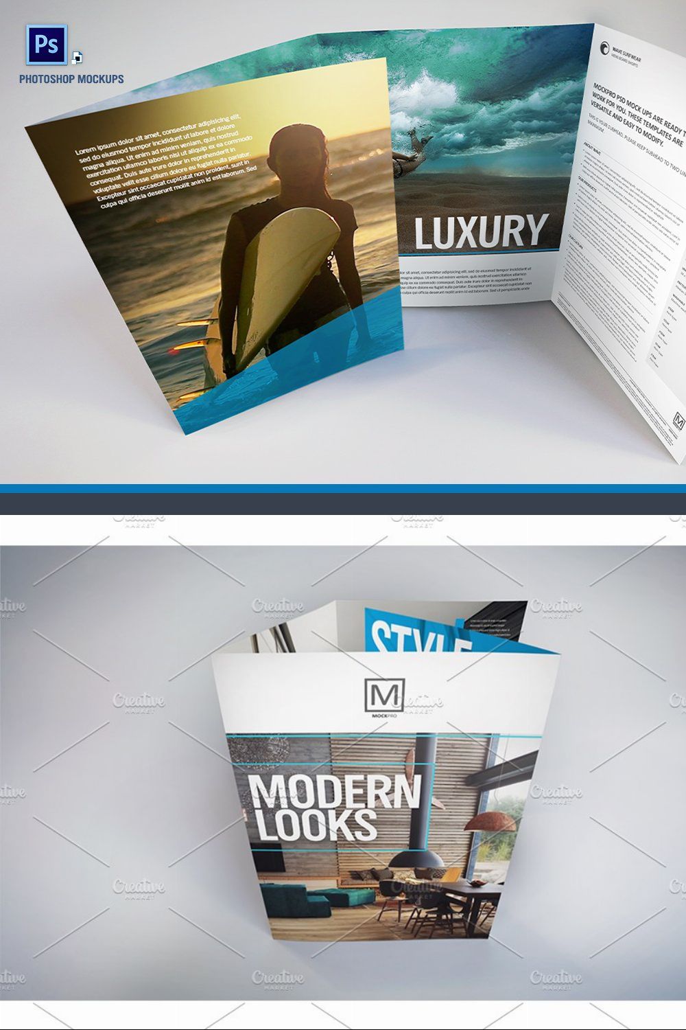 Gatefold Brochure Mockups pinterest preview image.