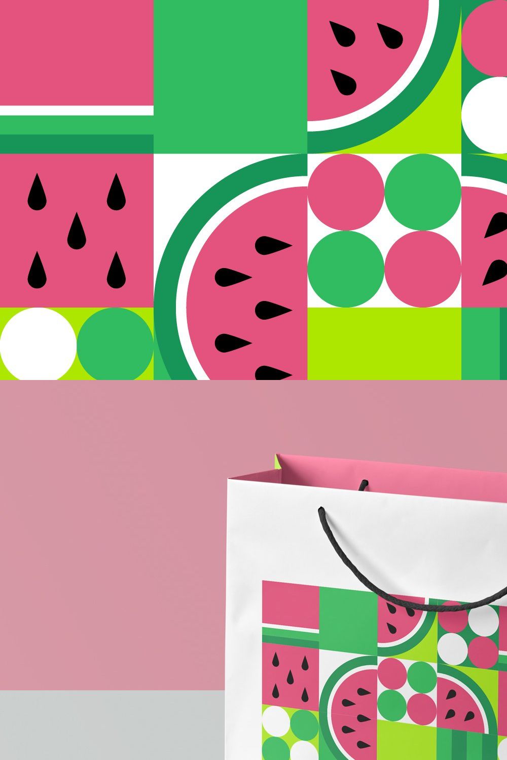 Geometric Watermelons pattern. pinterest preview image.