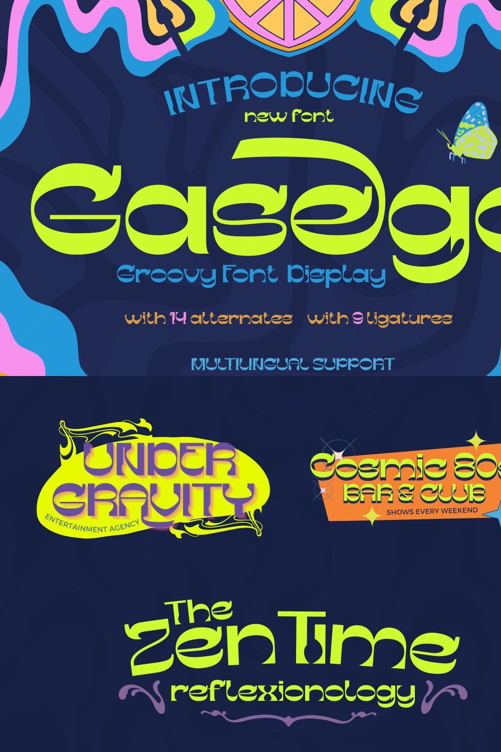 Gesego | Groovy Retro Font pinterest preview image.