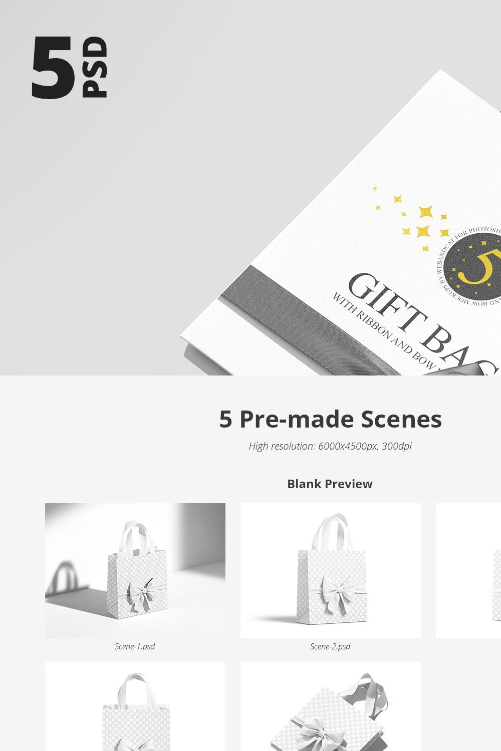 Gift Bag Mockup with Ribbon and Bow pinterest preview image.