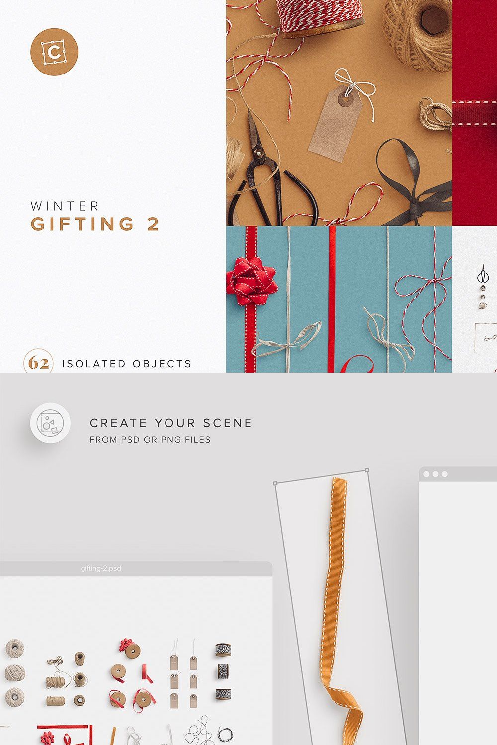 Gift Tags & Ribbons Scene Creator pinterest preview image.