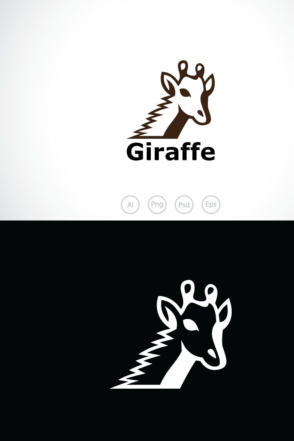 Giraffe Logo Template pinterest preview image.