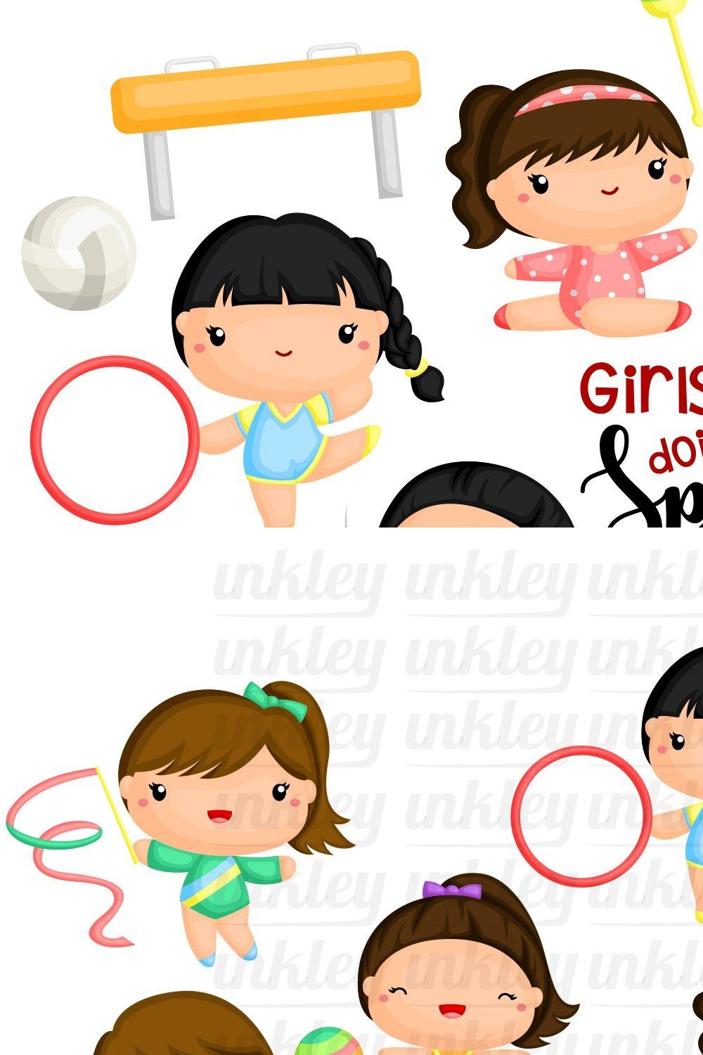 Girl Sports Clipart - Healthy pinterest preview image.