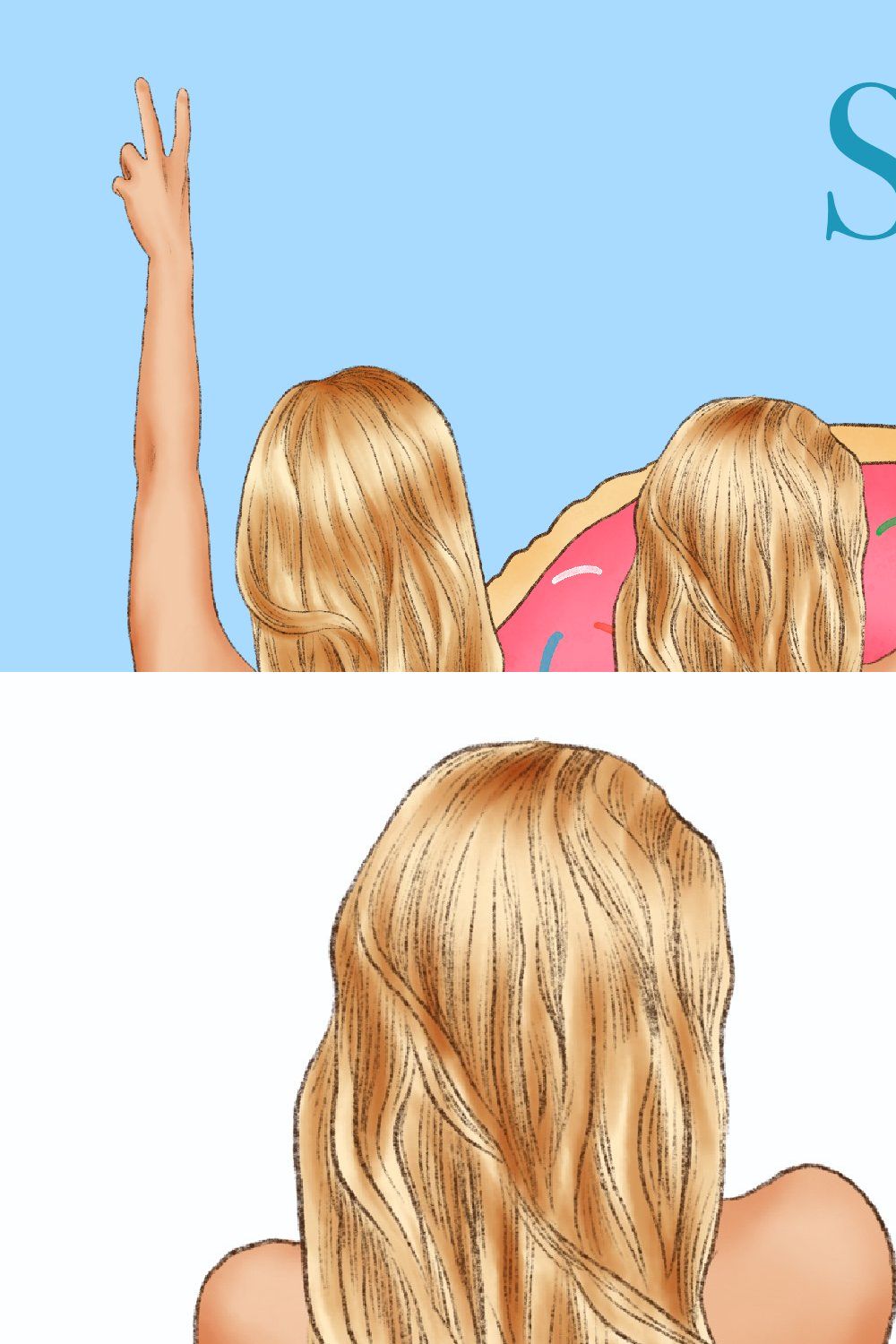 Girls on the Beach Clipart, Summer pinterest preview image.