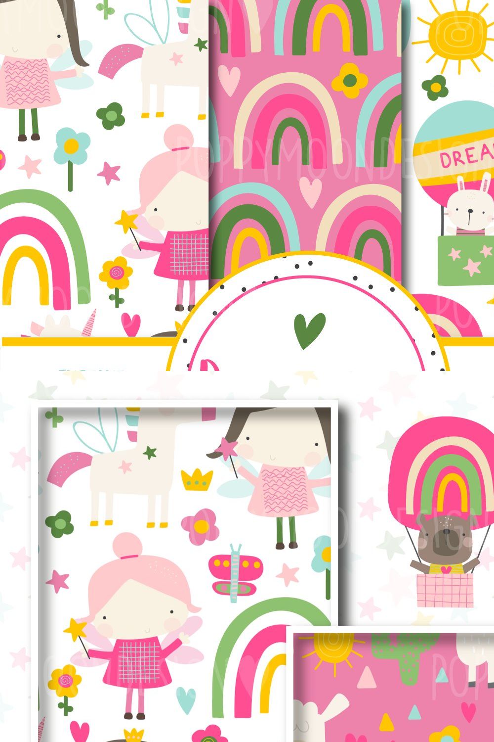 Girly paper set pinterest preview image.