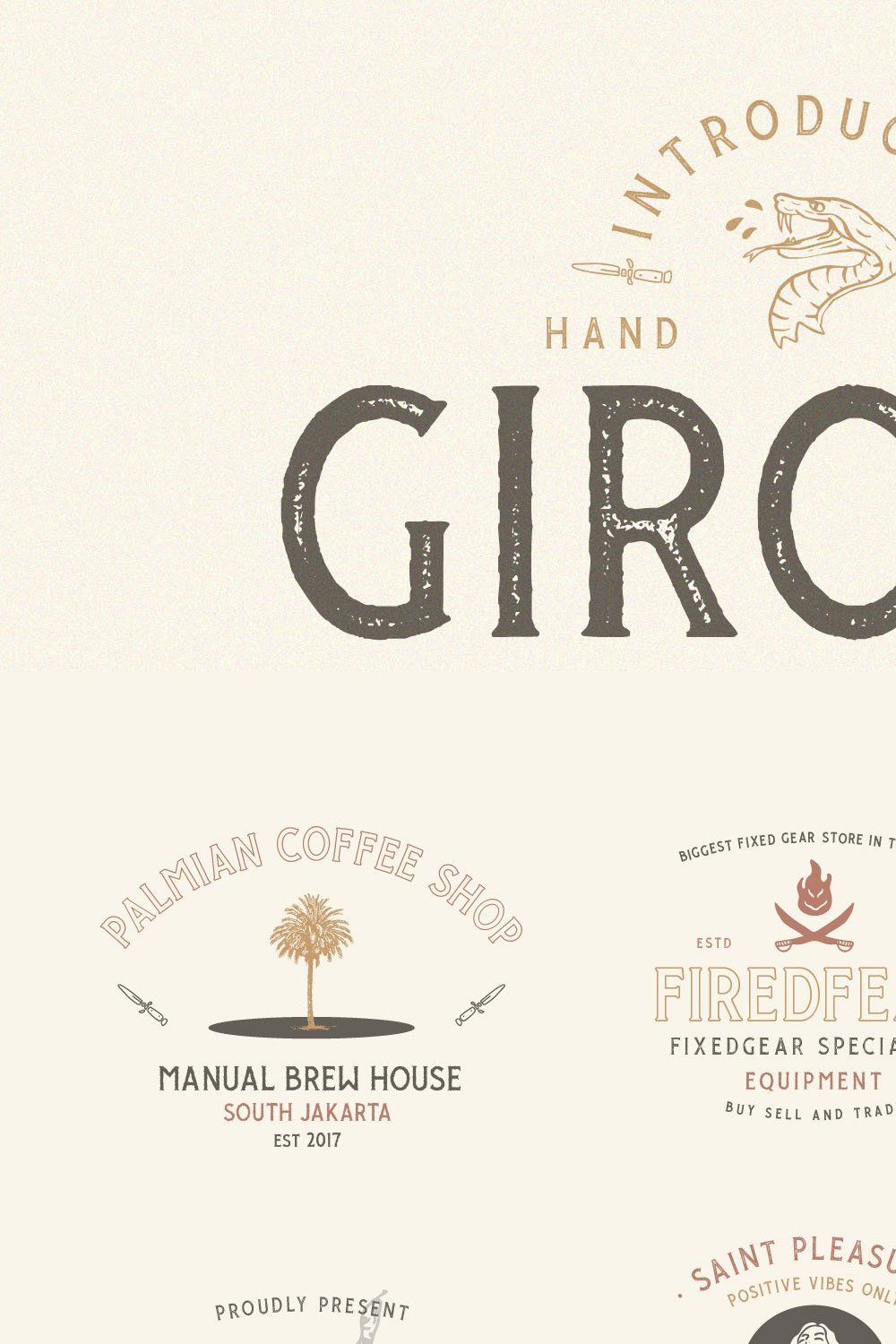 Giroud Vintage Font Family + Bonus pinterest preview image.