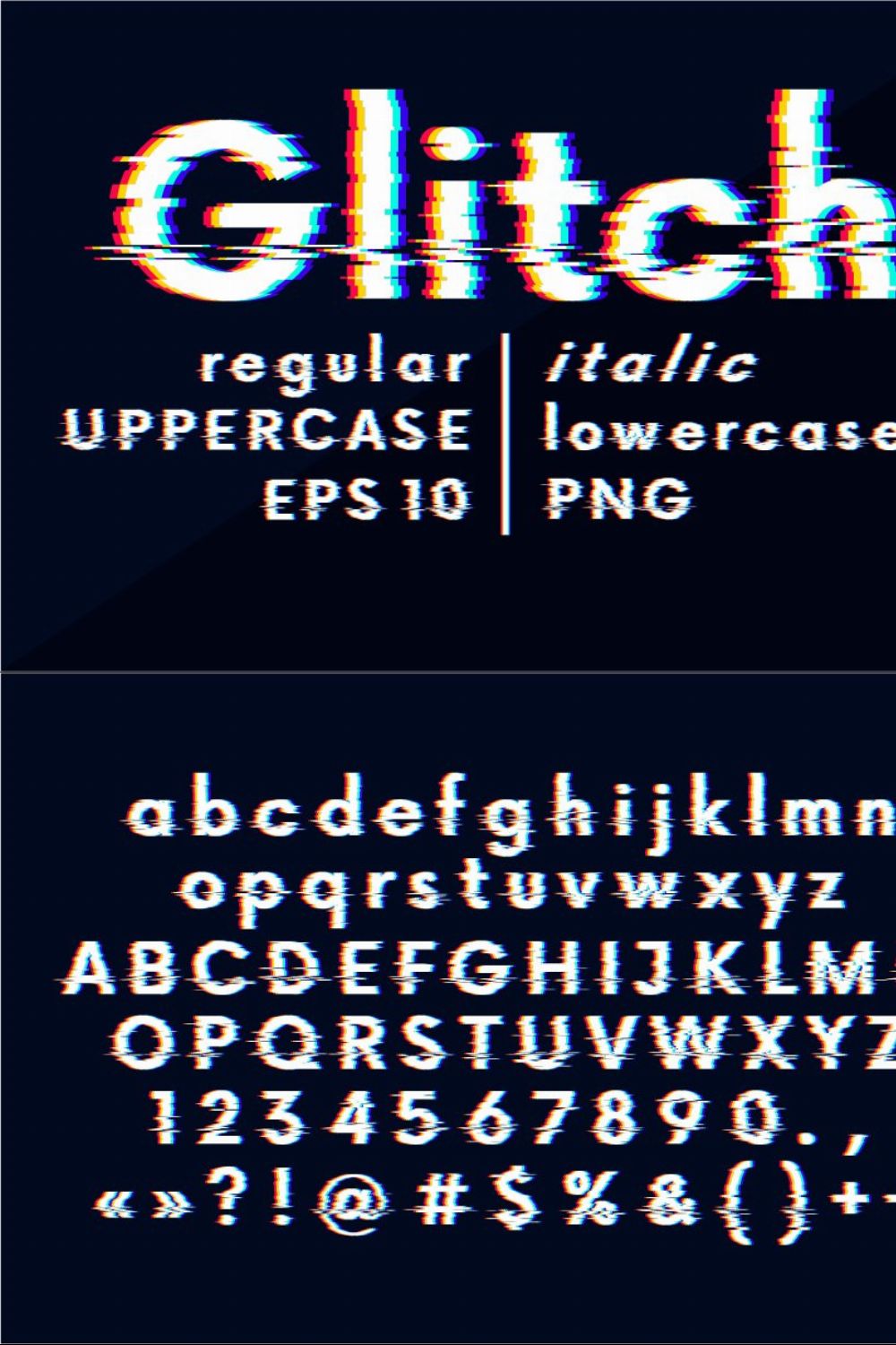Glitch Font | 4 Styles pinterest preview image.