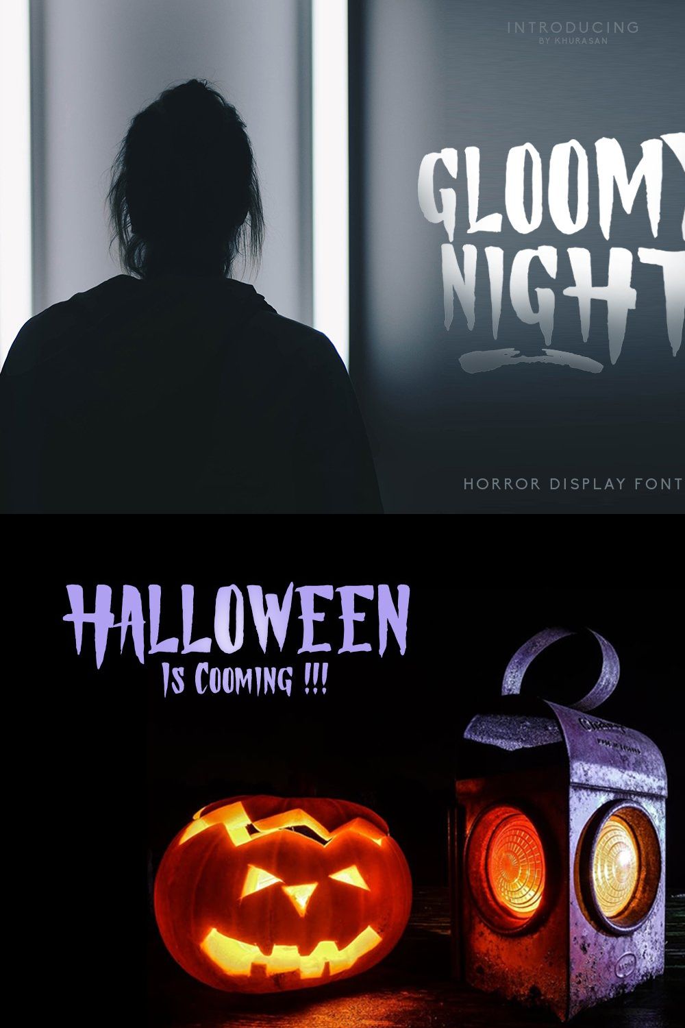 Gloomy Night Display Font pinterest preview image.