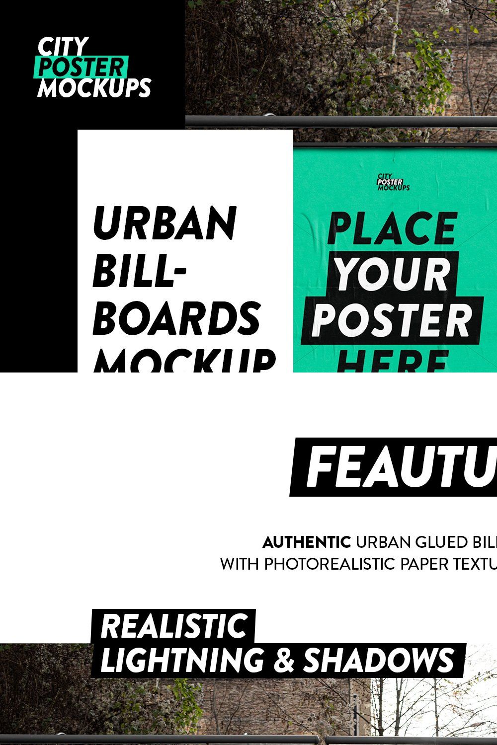 Glued Urban Billboards Mockup pinterest preview image.