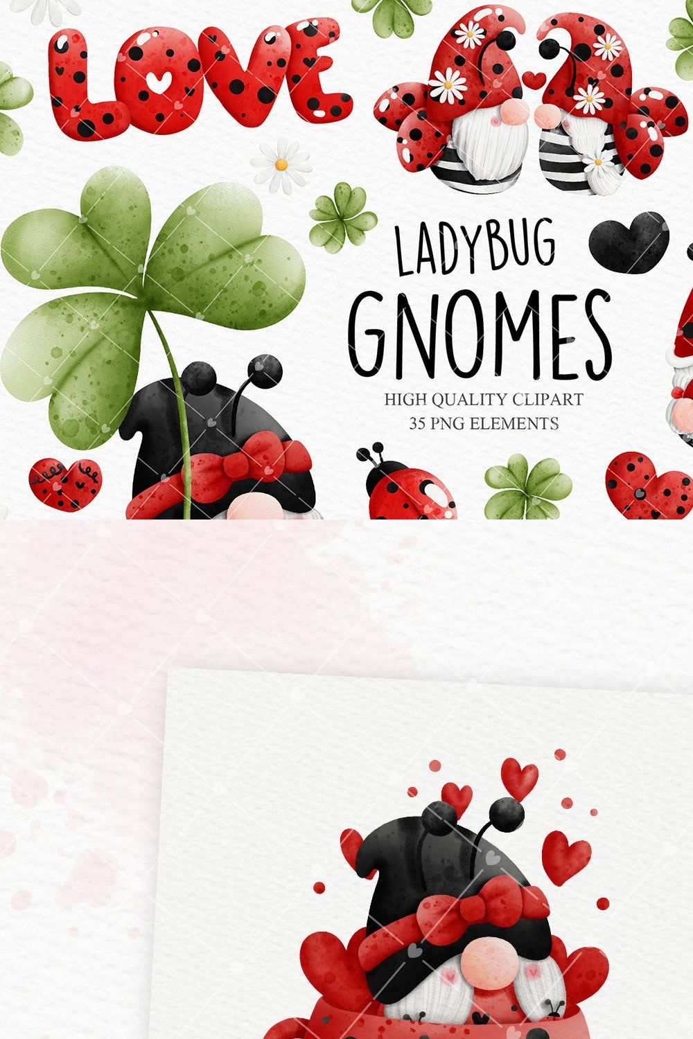 Gnome ladybug clipart pinterest preview image.