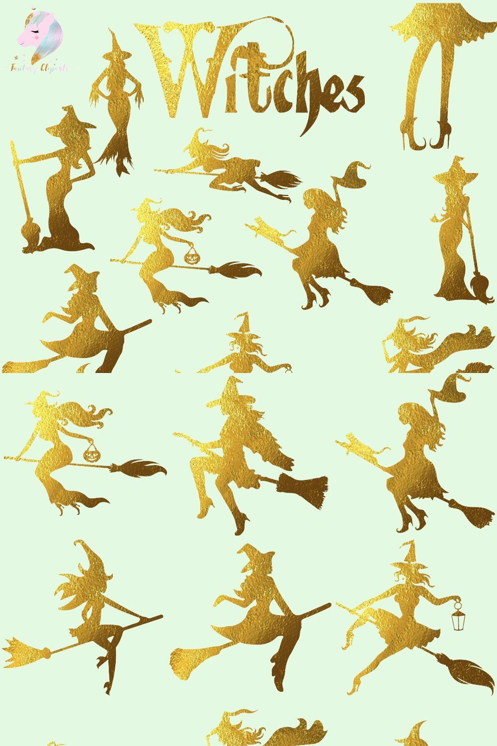 Gold Foil Hot Witches Clipart pinterest preview image.