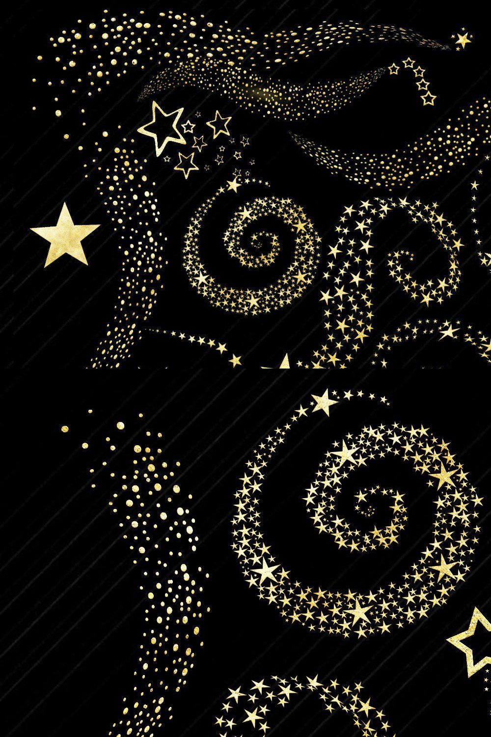 Gold Foil Swirls & Shooting Stars pinterest preview image.