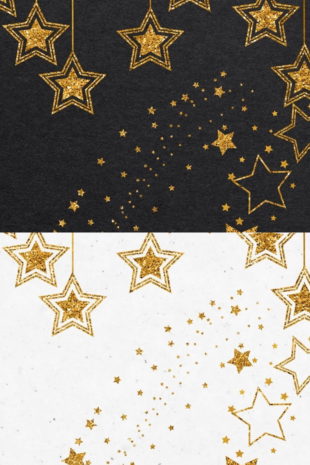 Gold Glitter Stars Clipart set pinterest preview image.