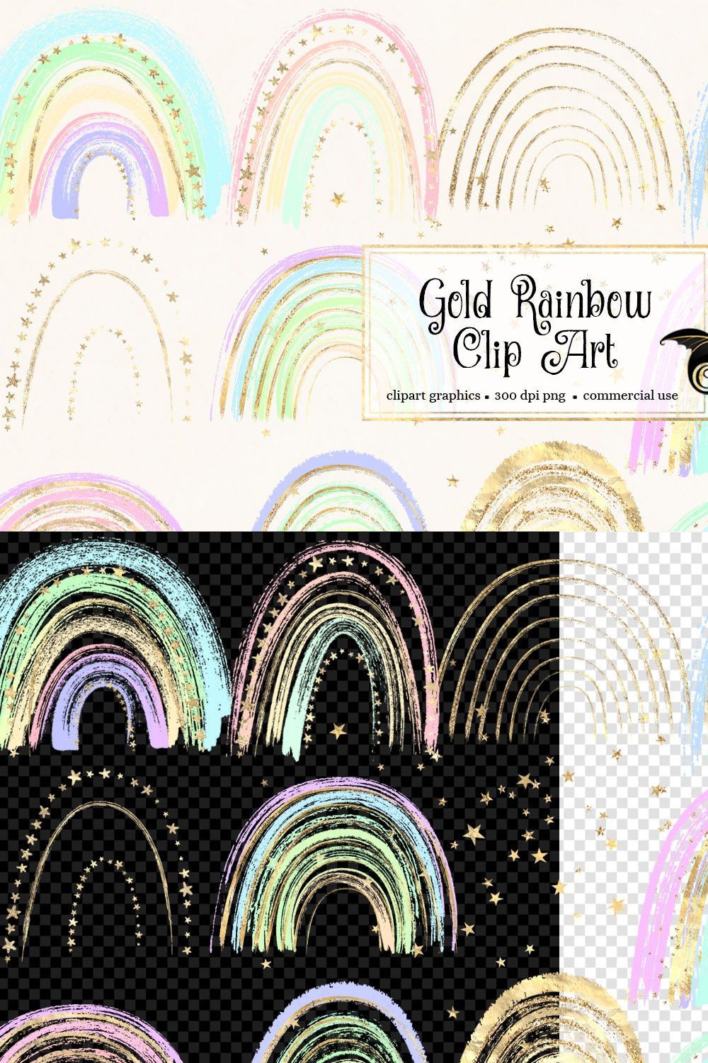 Gold Rainbows Clipart pinterest preview image.