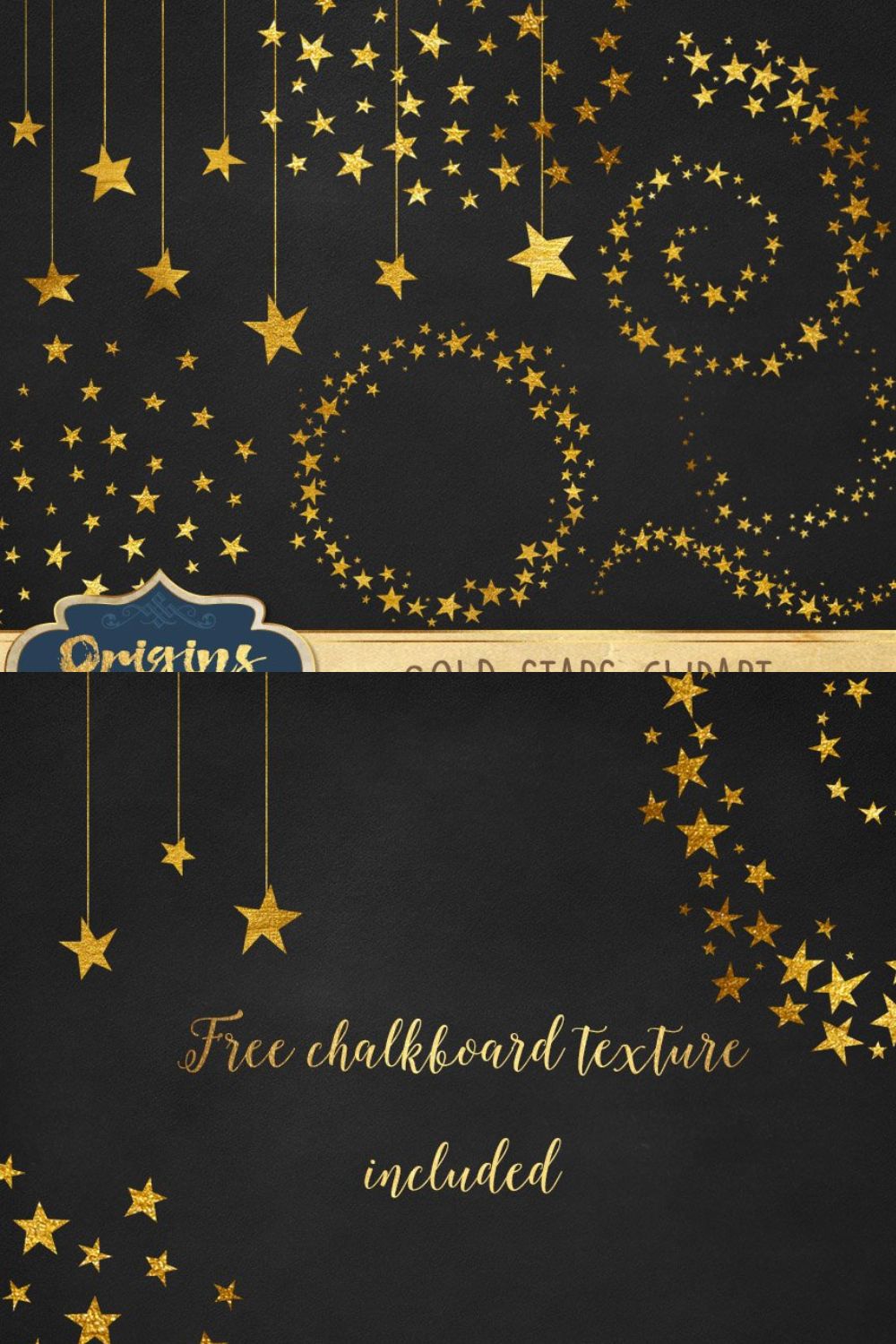 Gold Stars Clipart pinterest preview image.