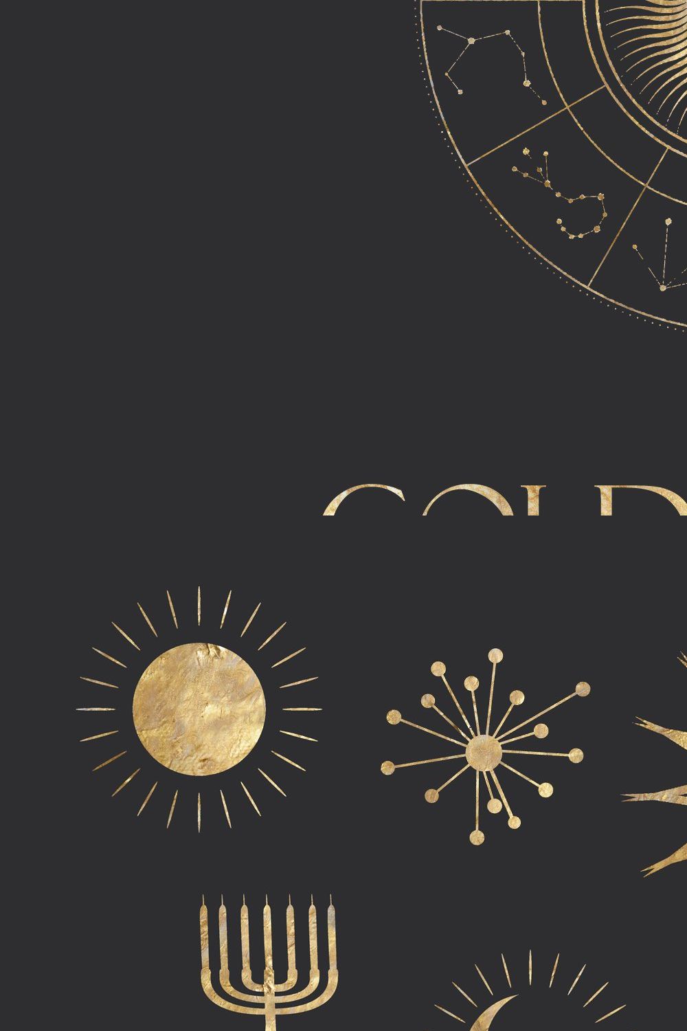 Gold Sun - moon - zodiac pinterest preview image.
