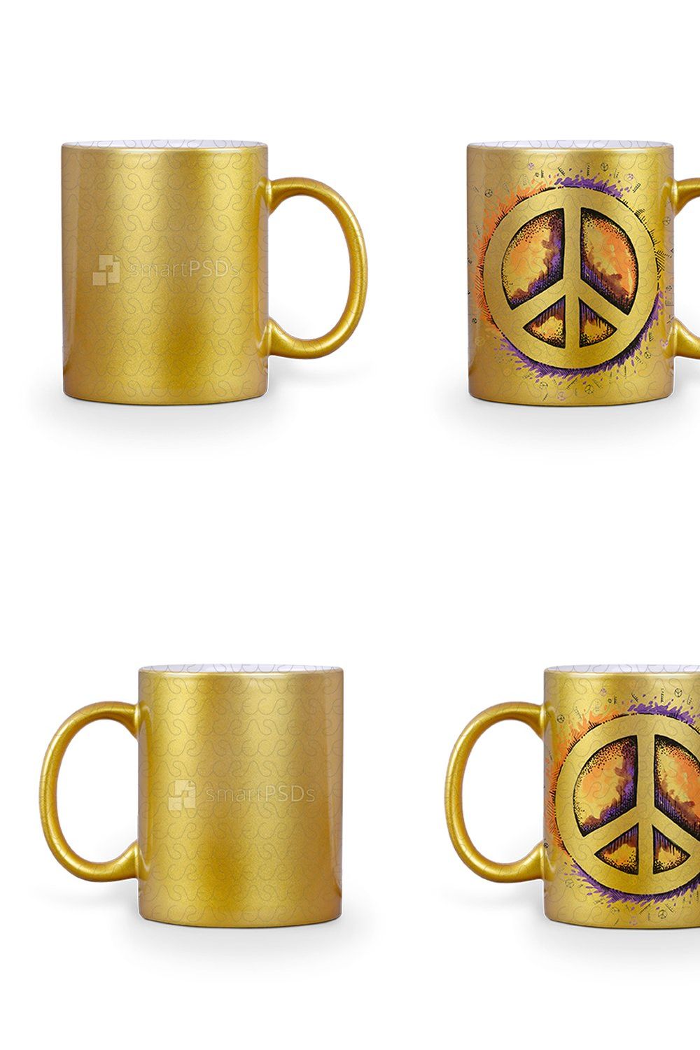 Golden Mug Design Mockup 2-Views pinterest preview image.