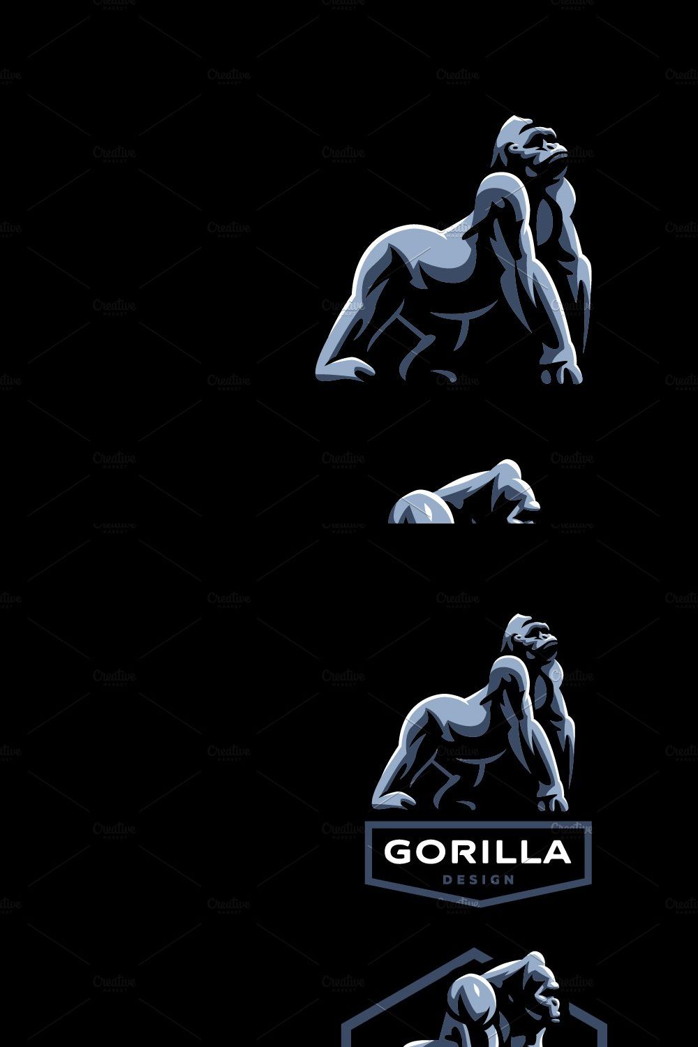Gorillas vector set pinterest preview image.