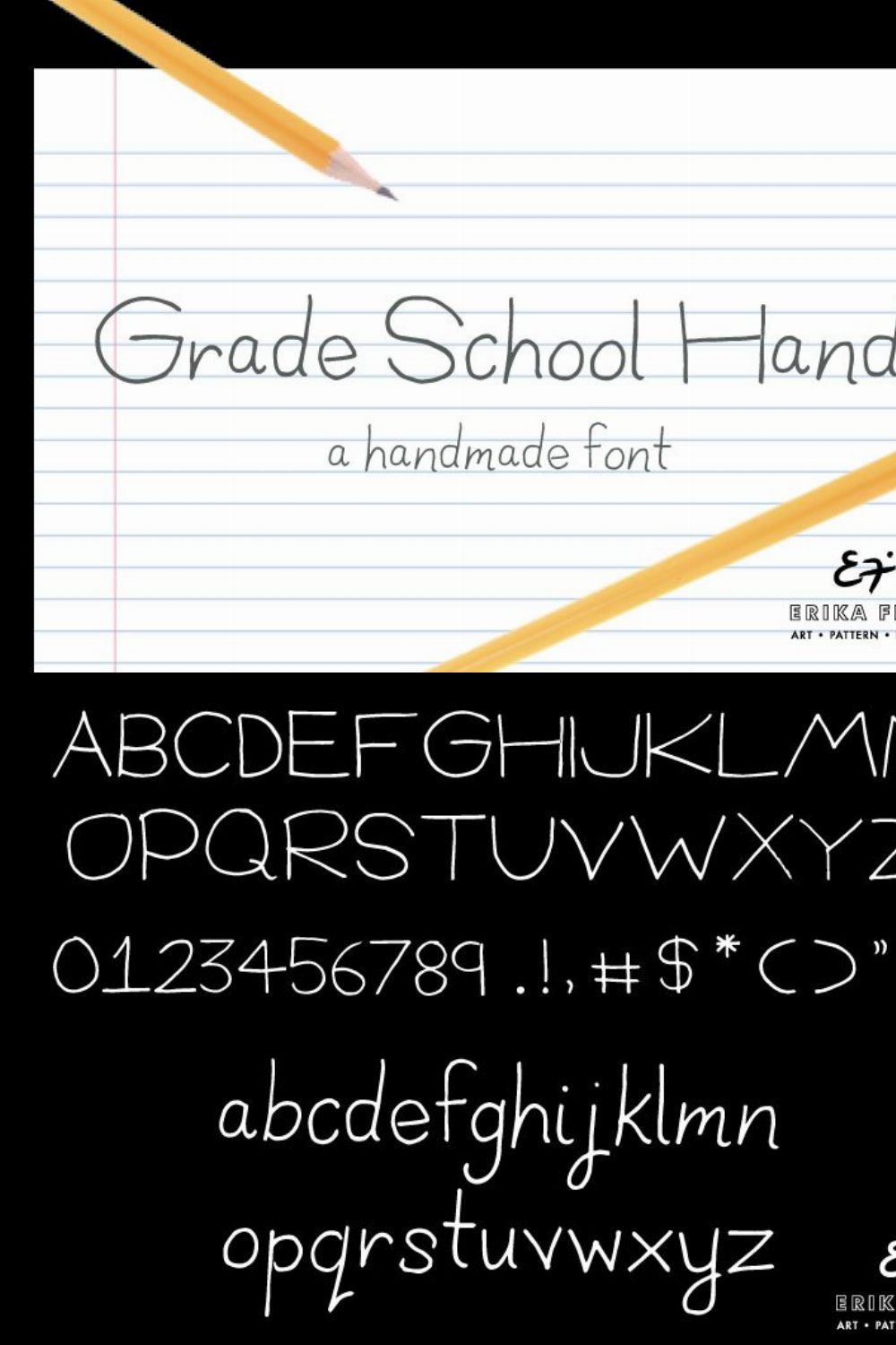 Grade School Hand OpenType Font pinterest preview image.