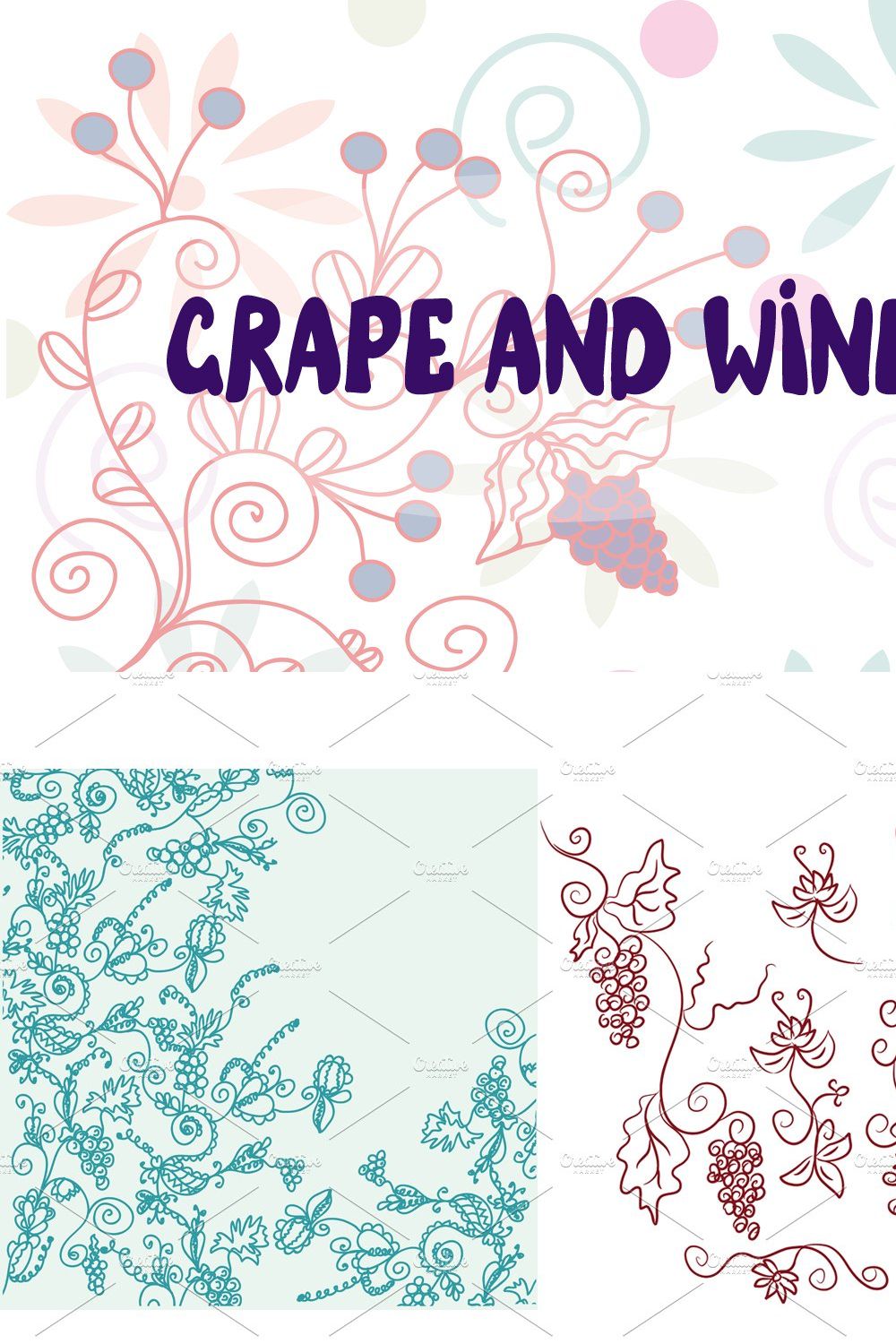 Grape and wine illustrations vectors pinterest preview image.