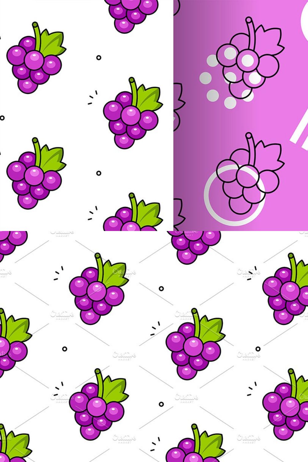 Grapes seamless pattern pinterest preview image.