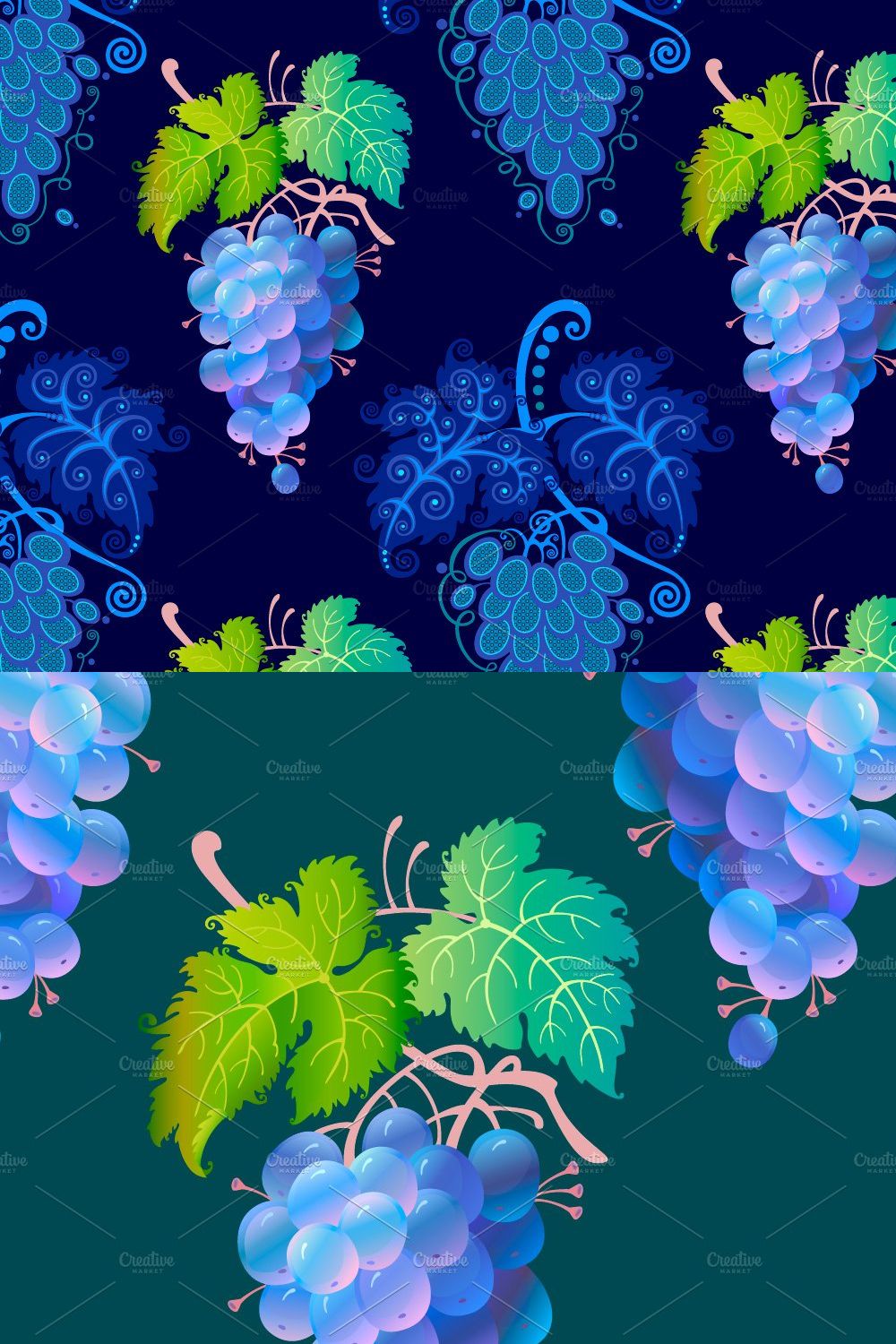 Grapes. Art and pattern pinterest preview image.