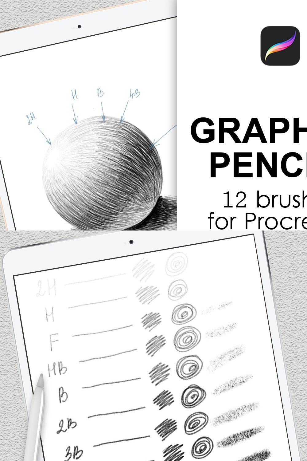 Graphite pencils procreate brushes pinterest preview image.