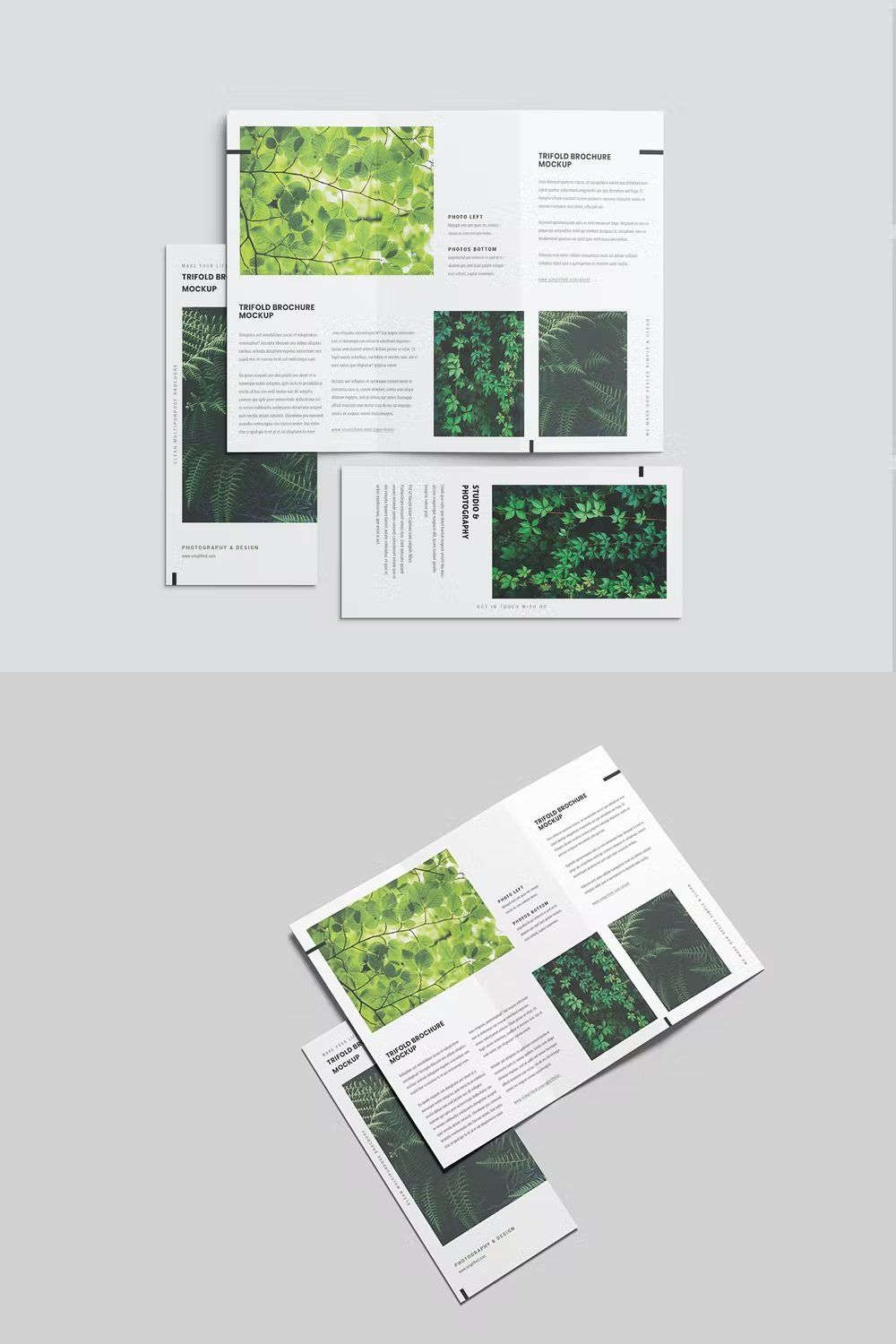 Green Trifold Brochure Mockup pinterest preview image.