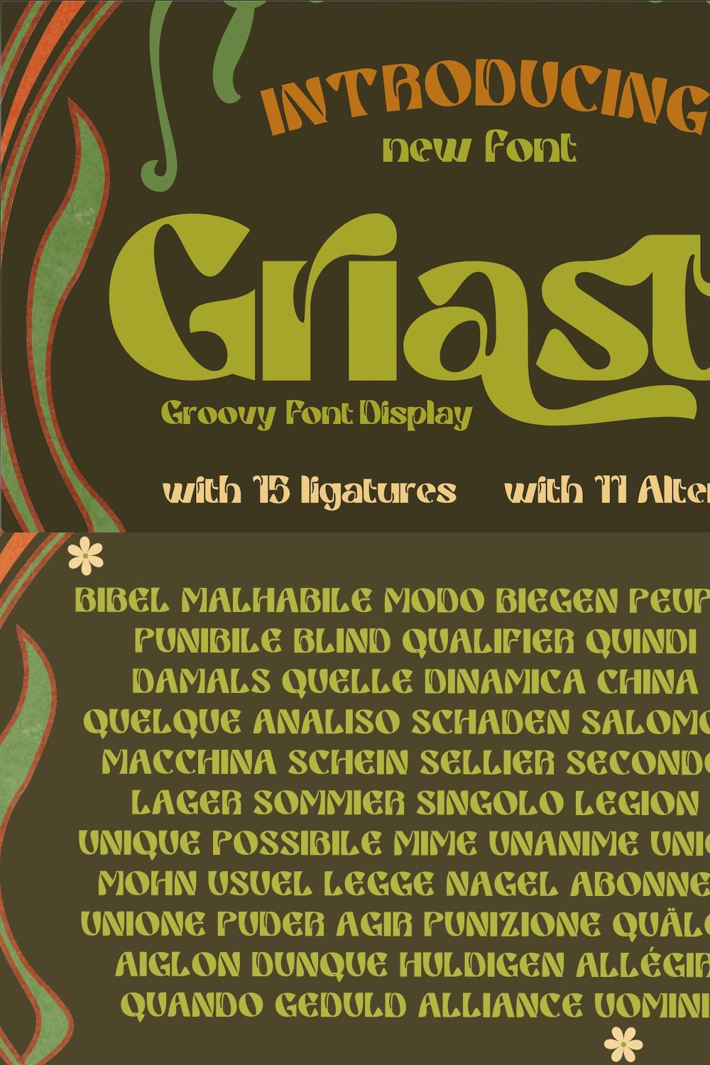 Griaste | Groovy Retro Font pinterest preview image.