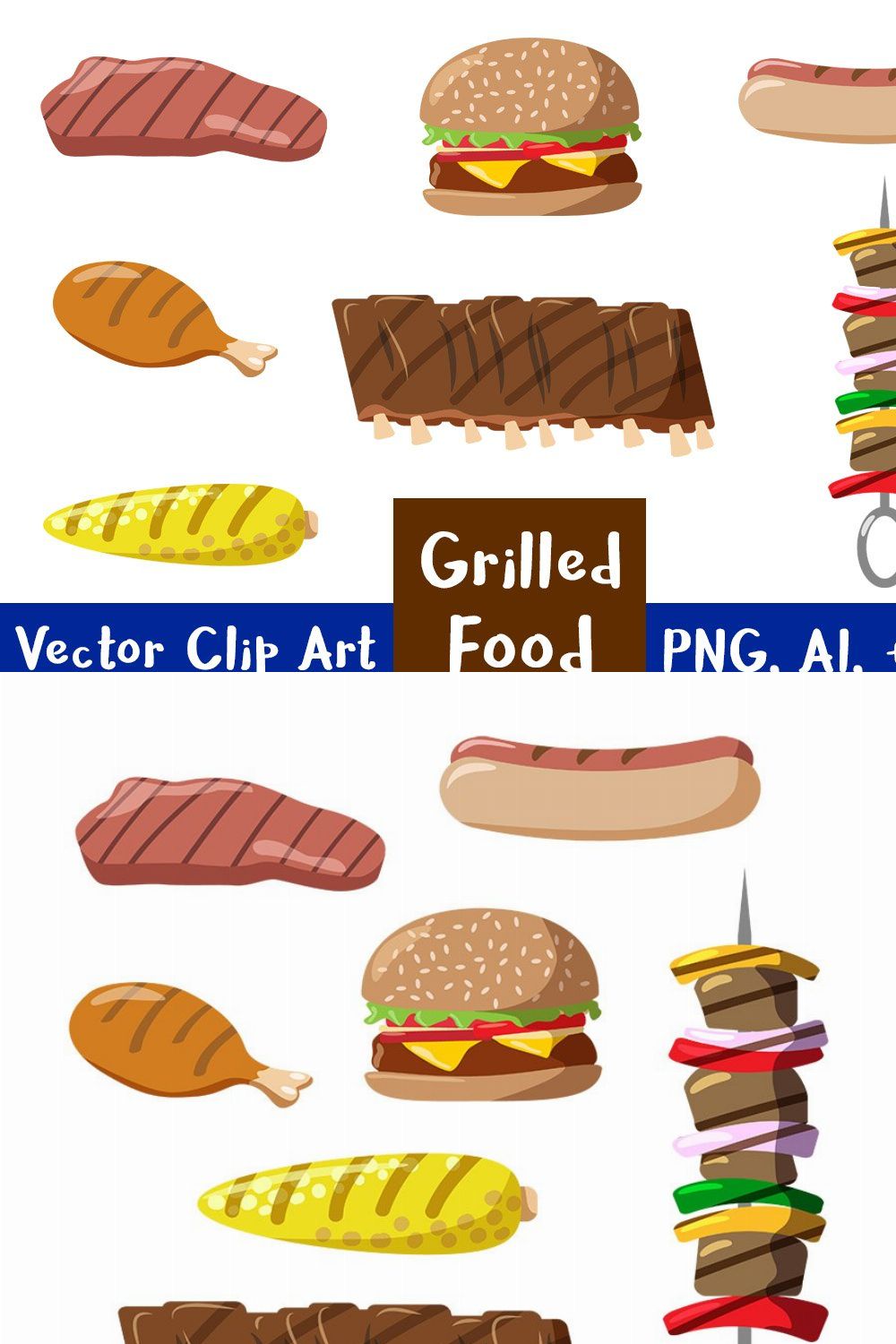 Grilled Food Clipart pinterest preview image.
