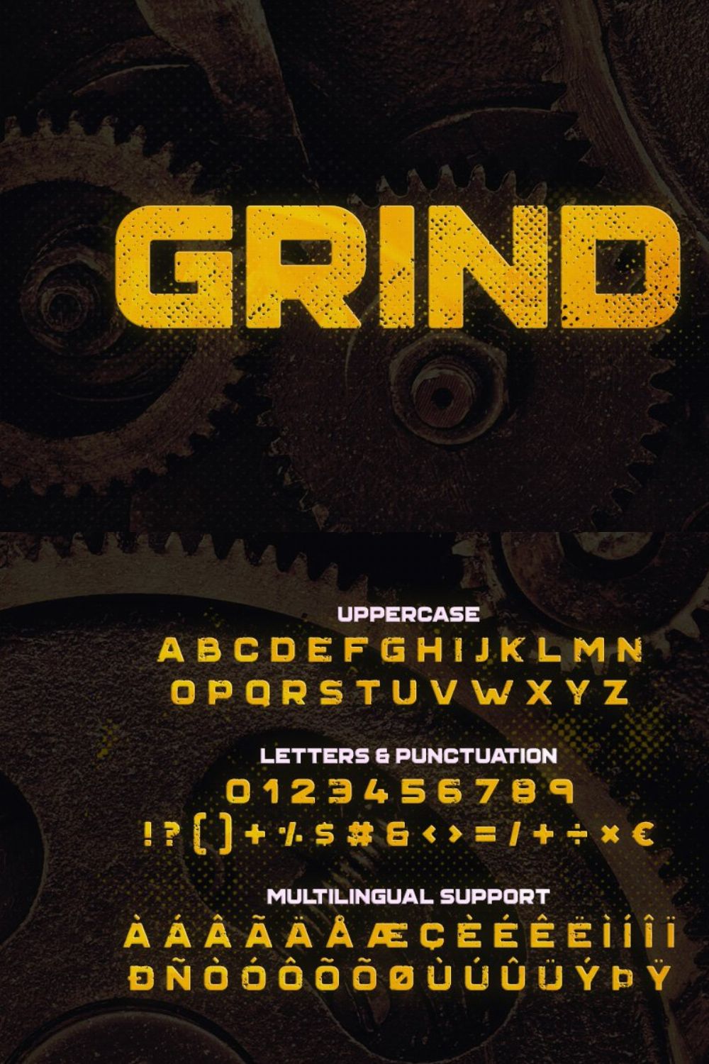 Grind Typeface pinterest preview image.