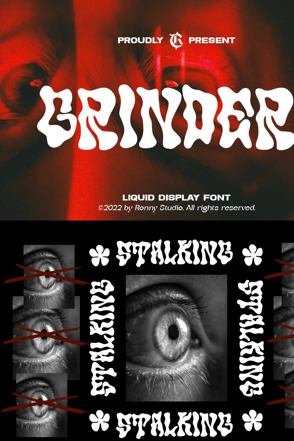 Grinder - Liquid Display Font pinterest preview image.