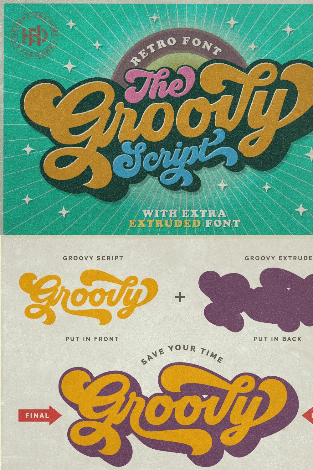 Groovy - Retro Font pinterest preview image.