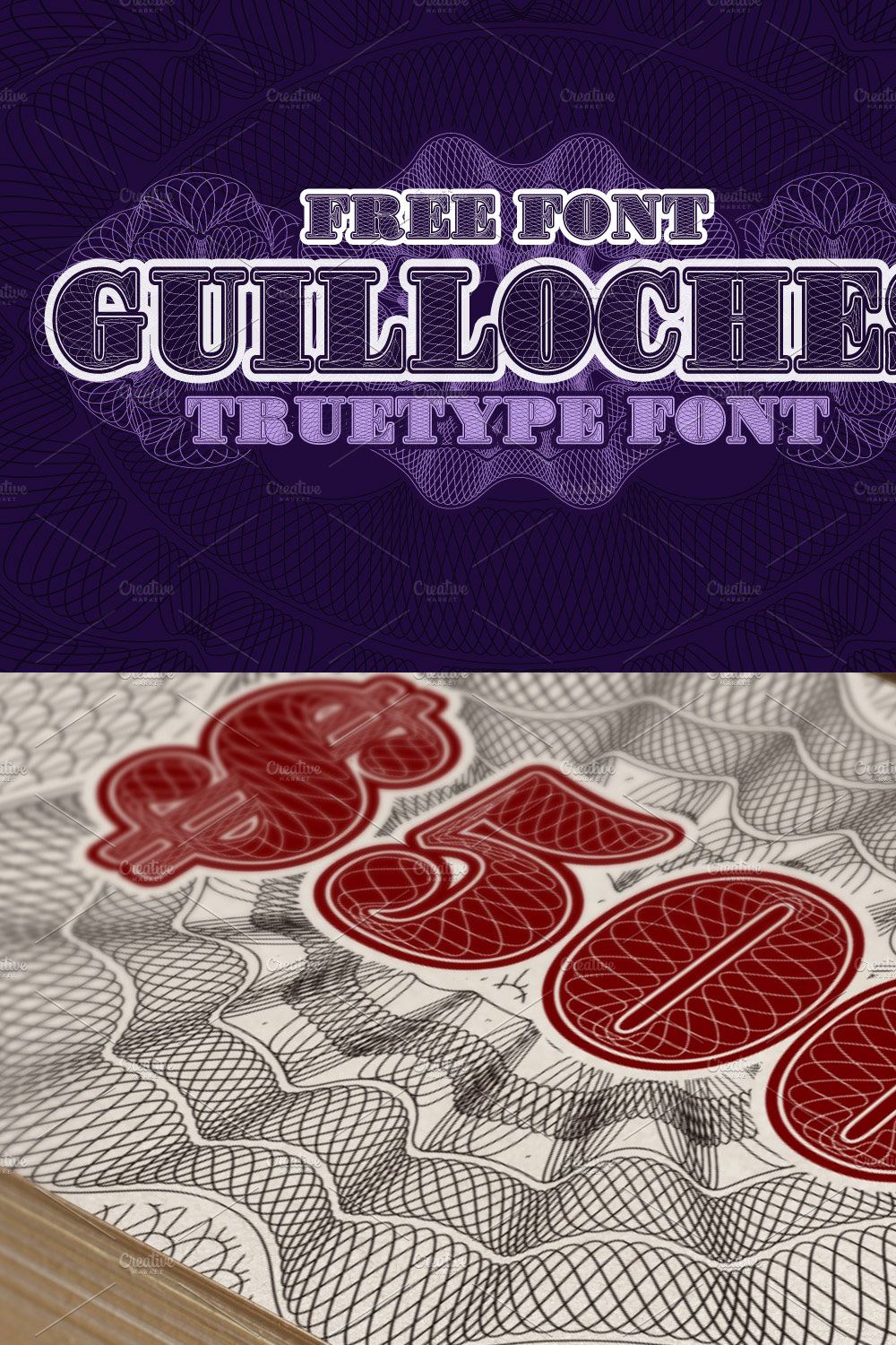 Guilloches TrueType Font pinterest preview image.