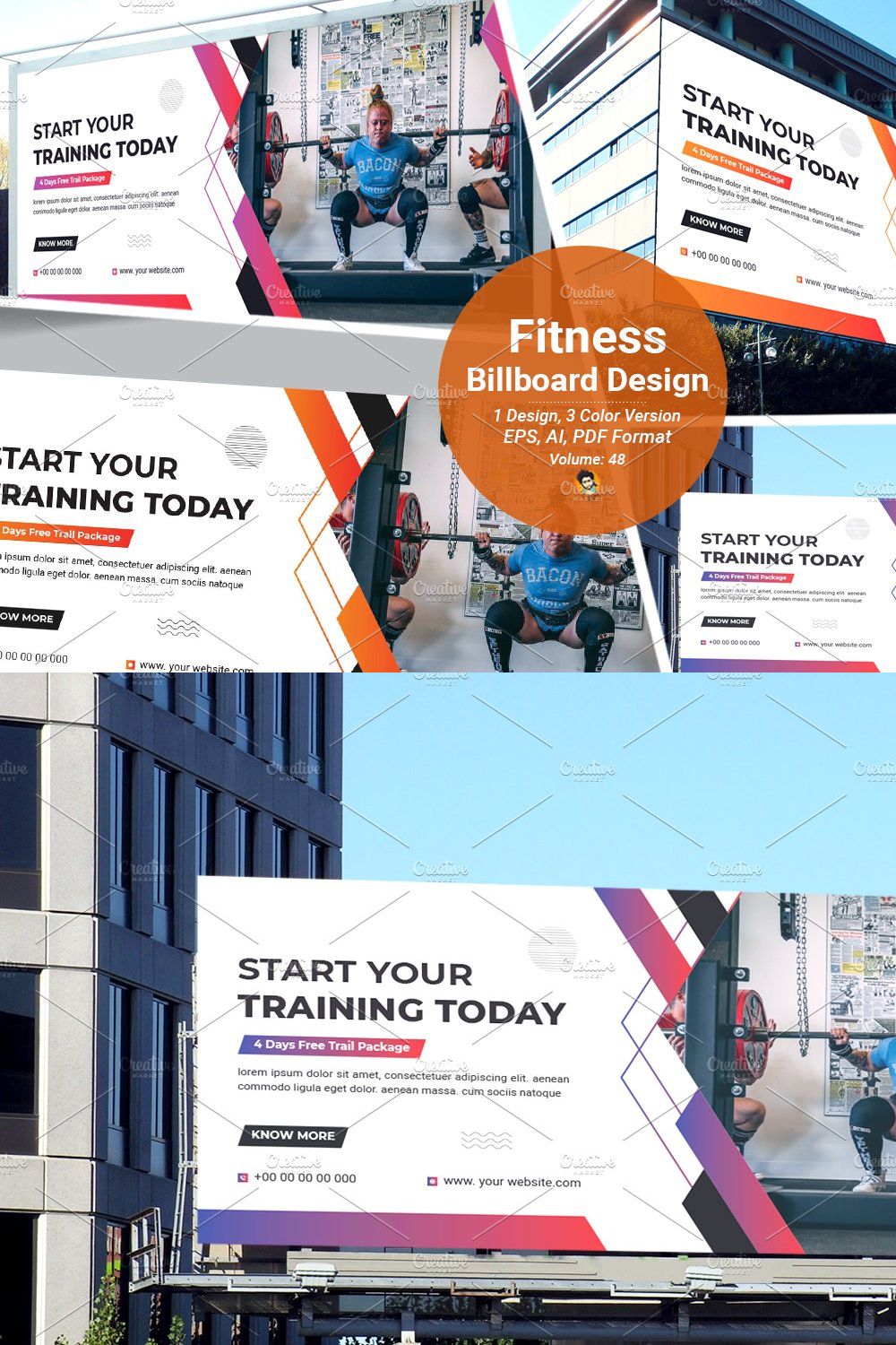 Gym & Fitness Billboard Design pinterest preview image.