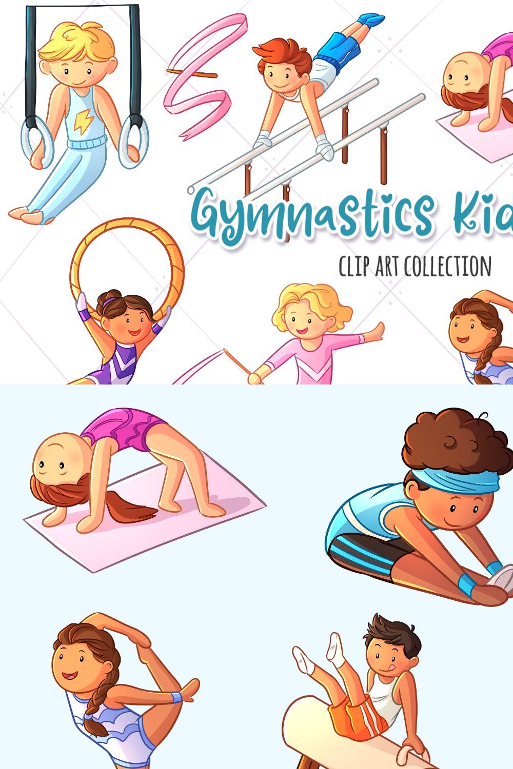 Gymnastics Kids Clip Art Collection pinterest preview image.