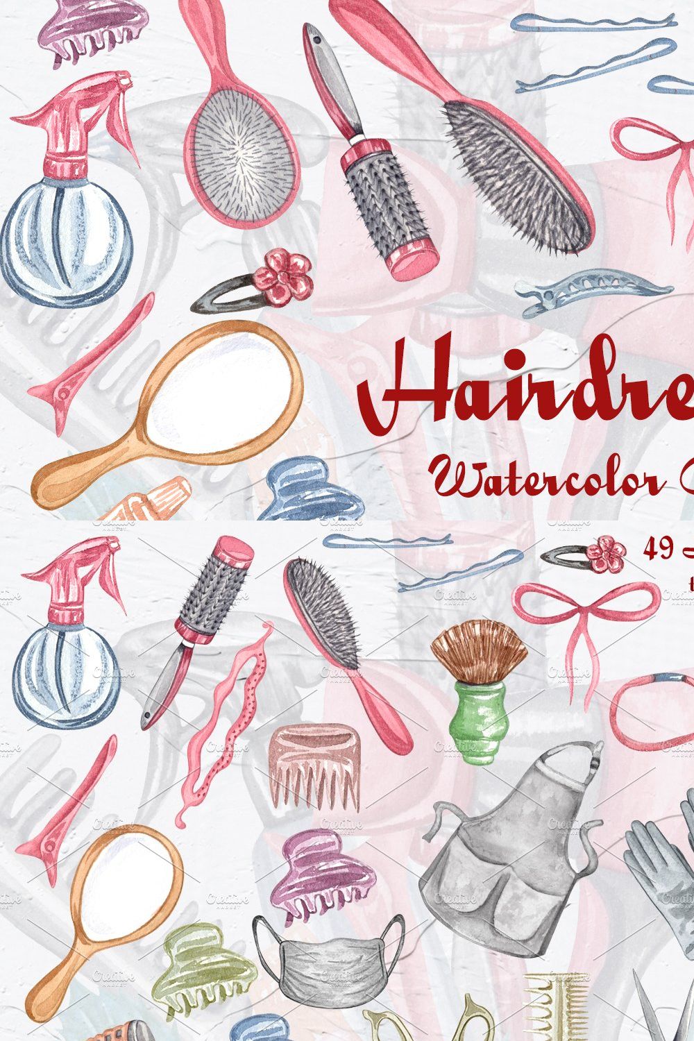 Hairdressing Watercolor Clipart pinterest preview image.