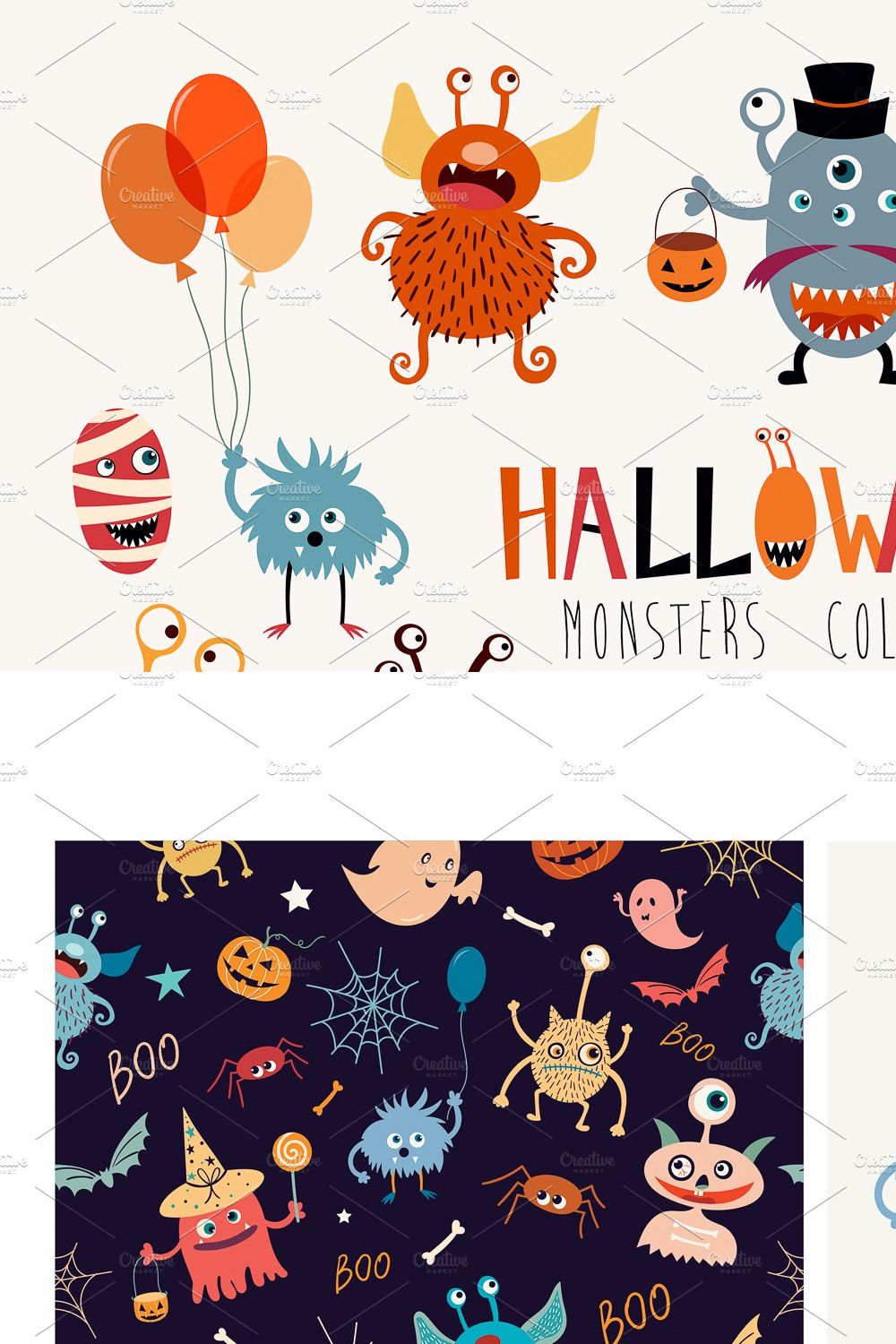 Halloween monsters collection pinterest preview image.