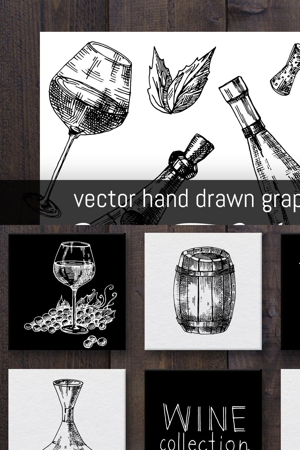 Hand drawn vector wine illustrations pinterest preview image.