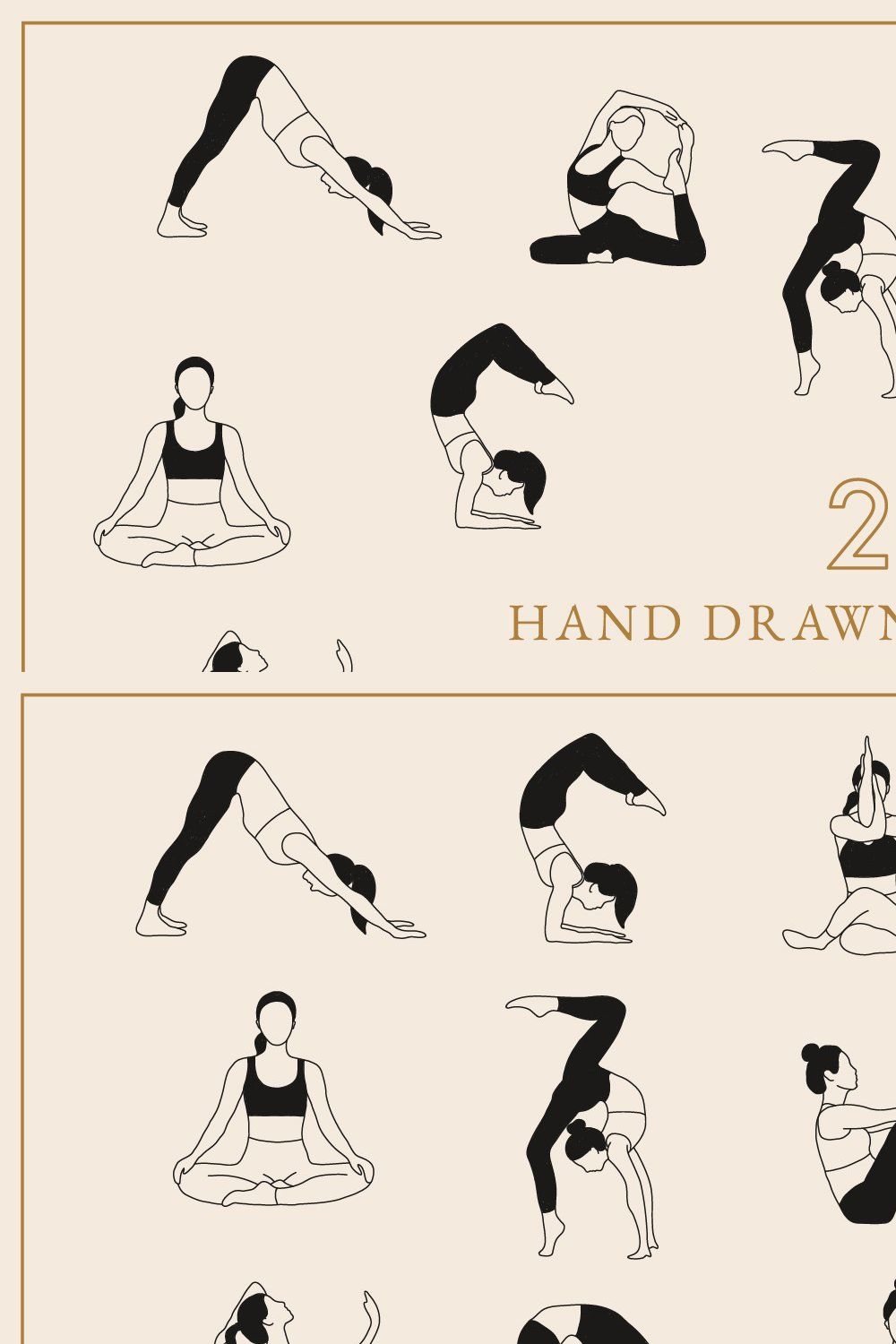 Hand Drawn Yoga Poses Illustrations pinterest preview image.