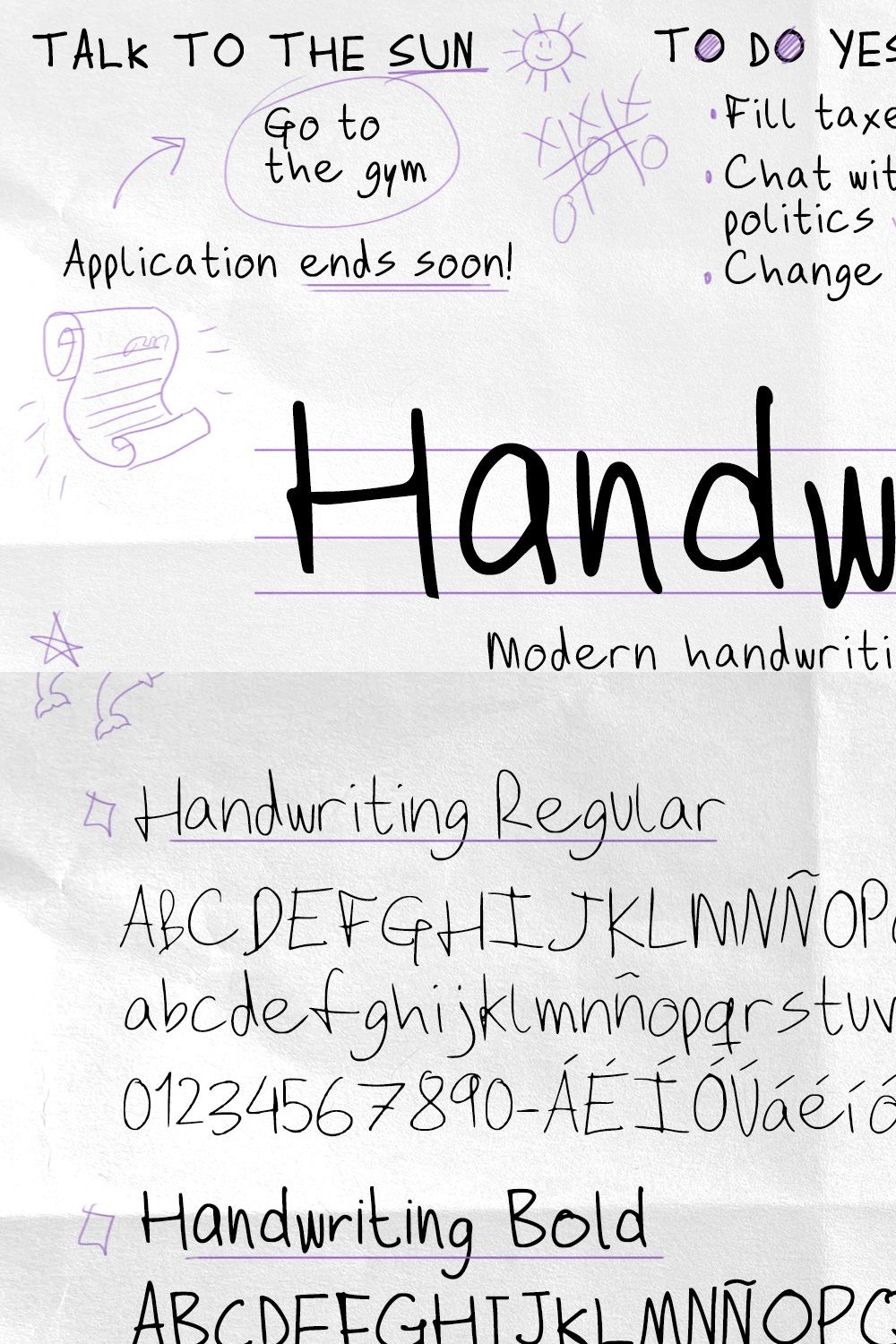 Handwriting Font pinterest preview image.