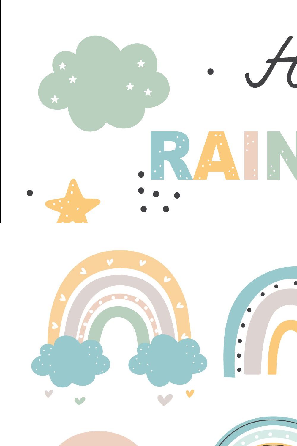 Happy Rainbows set pinterest preview image.