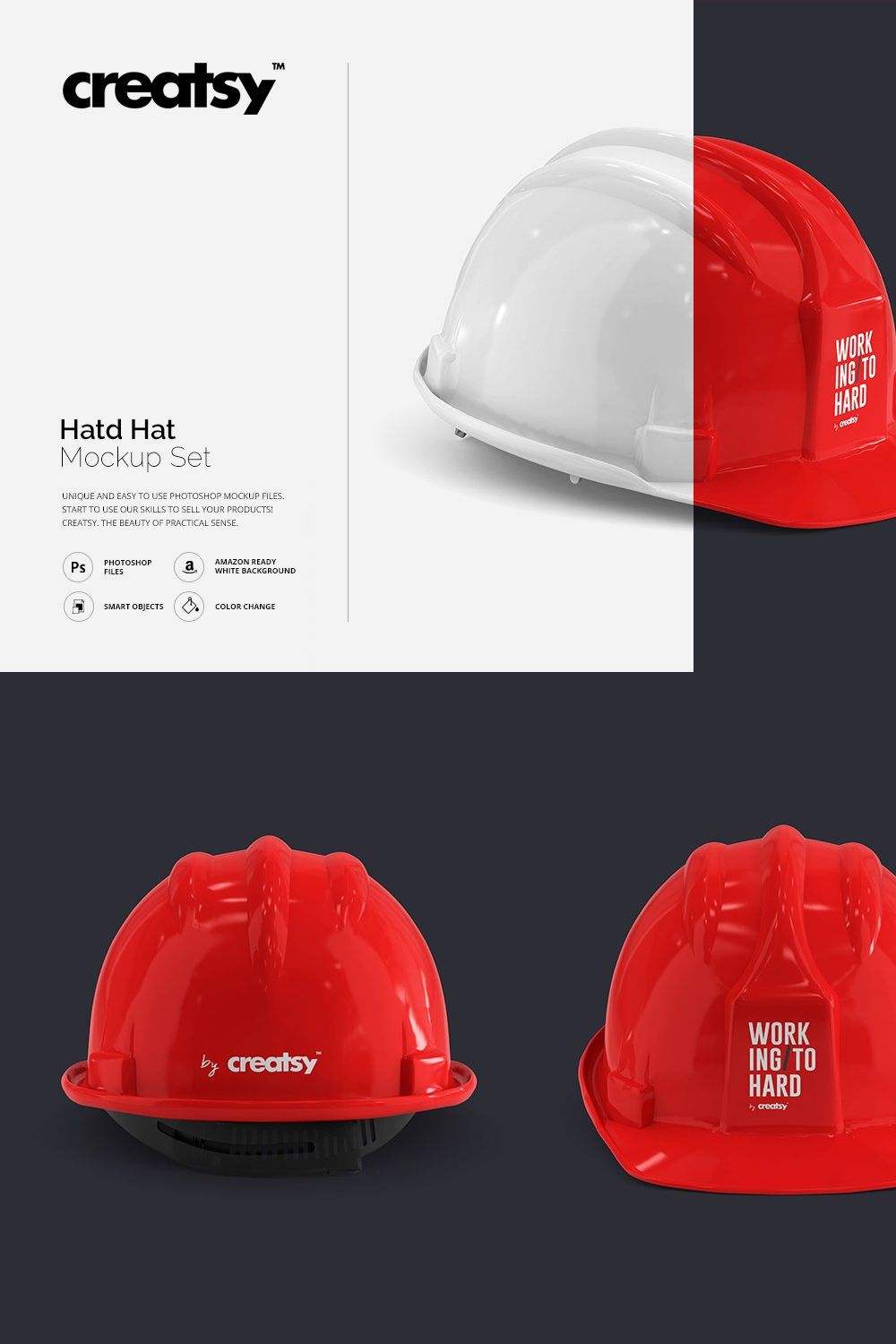 Hard Hat Mockup Set pinterest preview image.