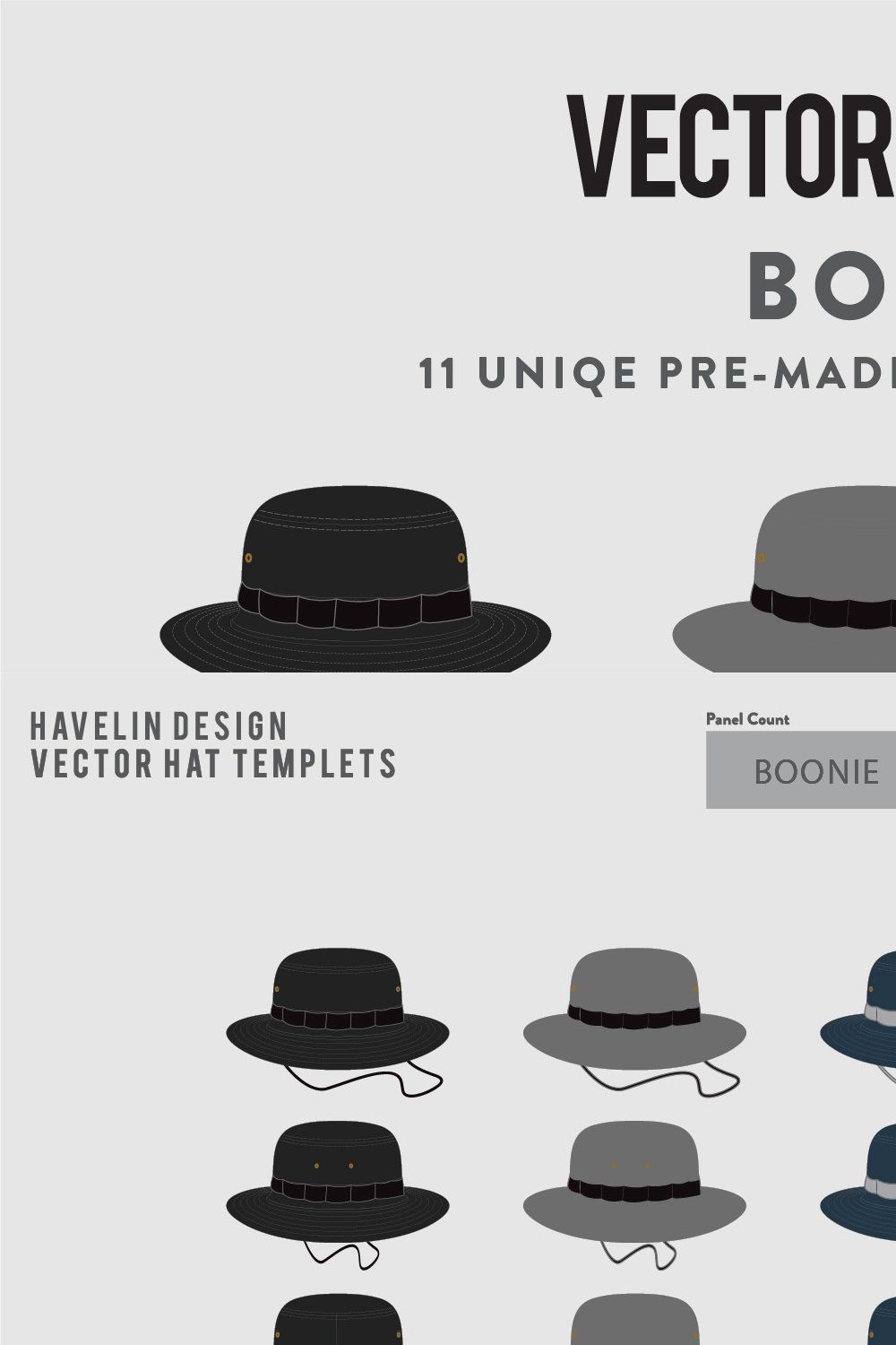 Hat Template - Boonie Hat pinterest preview image.