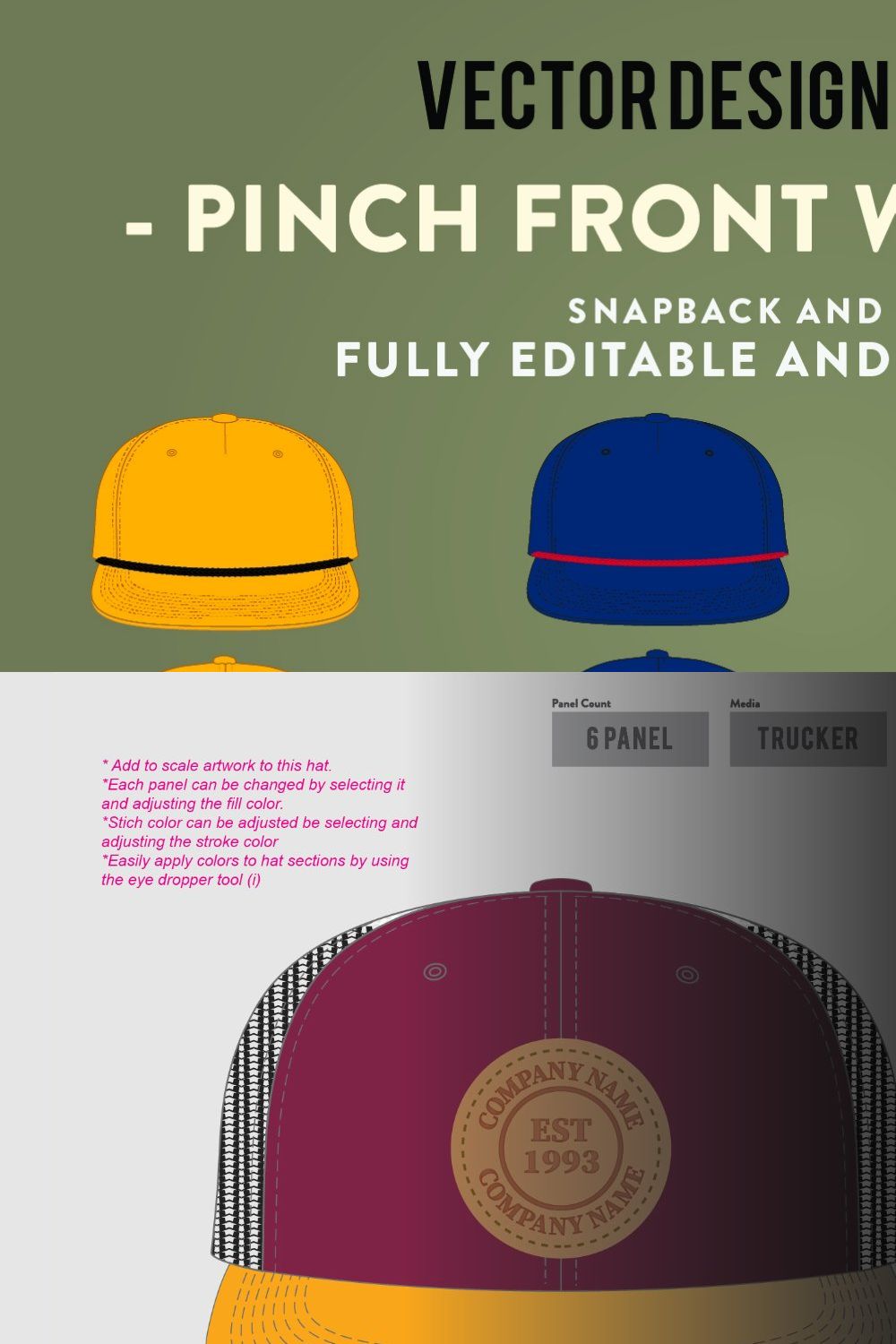 Hat Template - Pinch Hat pinterest preview image.