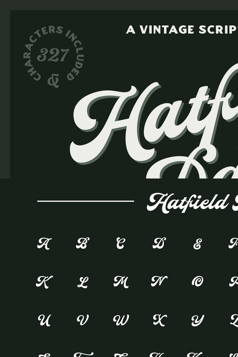 Hatfield Park - Vintage Script Font pinterest preview image.