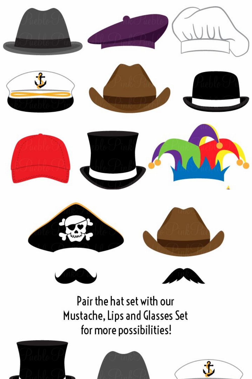 Hats Clipart and Vectors pinterest preview image.