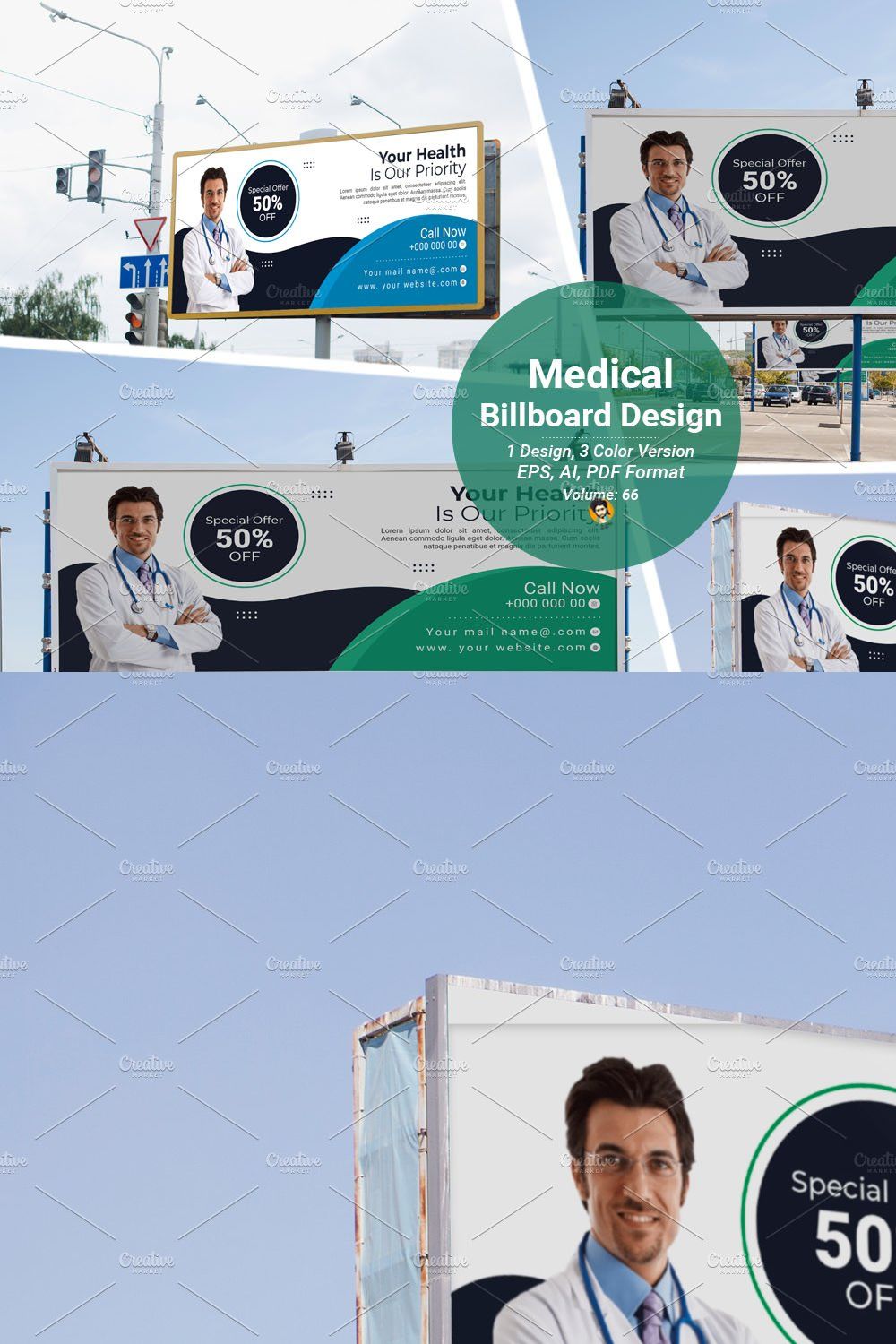 Healthcare & Medical Banner Design pinterest preview image.